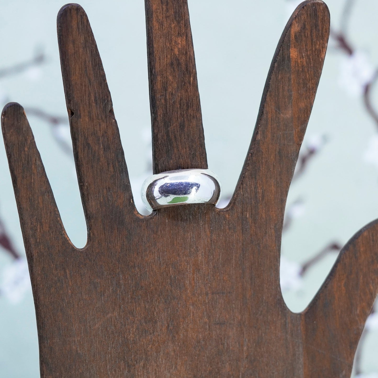 Size 8.5, Vintage sterling 925 silver handmade ring, wedding wide band