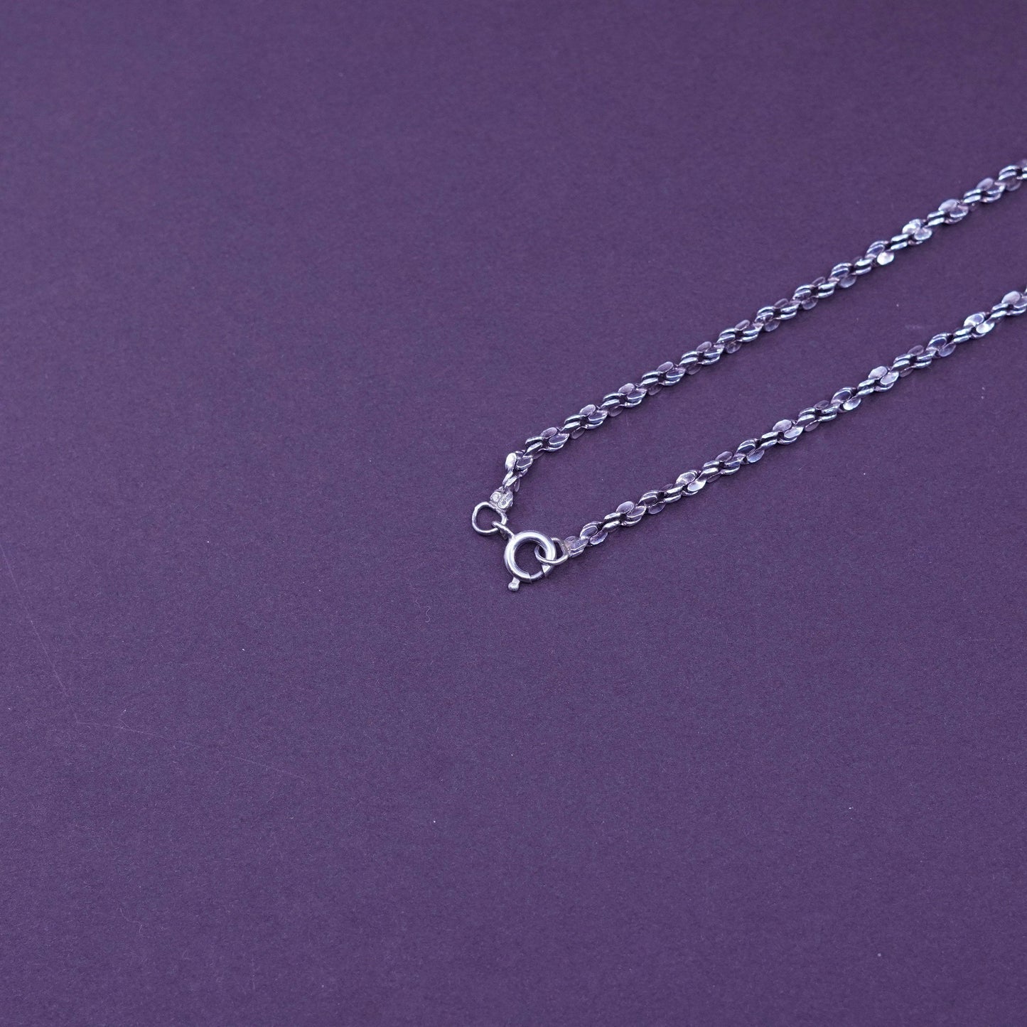 20”, 3mm, vintage Sterling silver necklace, Italy 925 twisted nugget chain