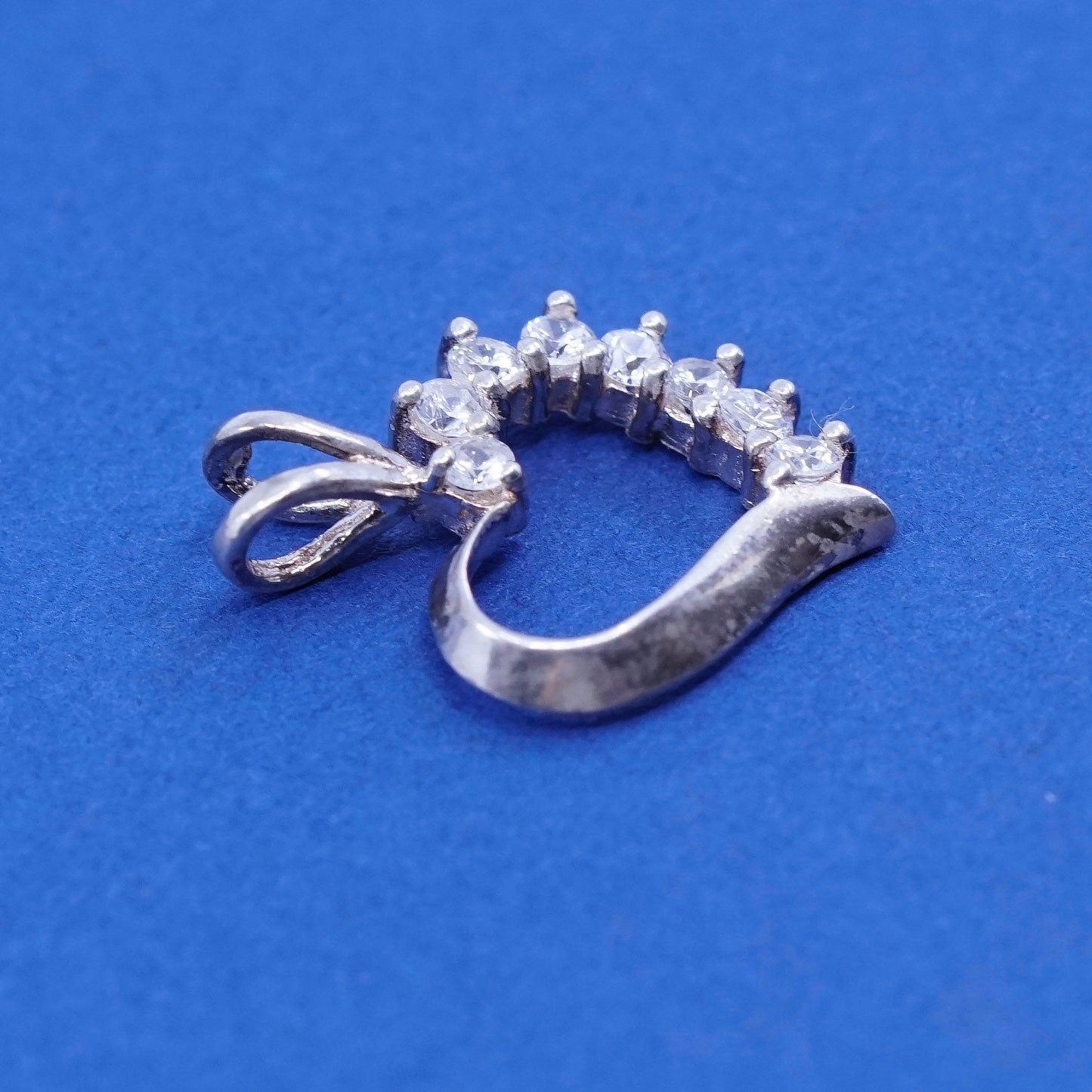 Vintage Sterling silver handmade pedant, 925 heart with crystal