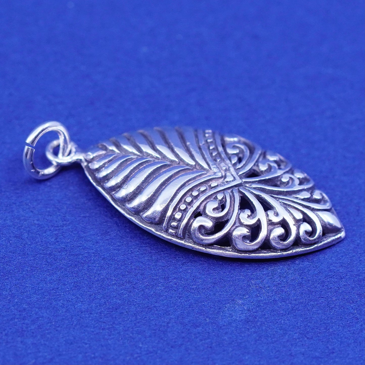 Sterling silver handmade pendant, 925 marquise filigree charm