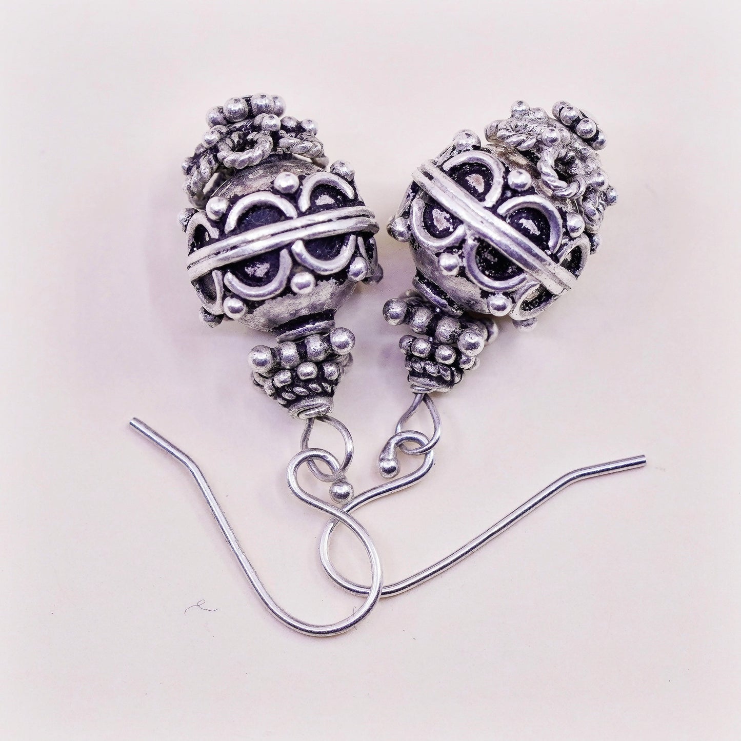 Vintage silver tone Bali earrings