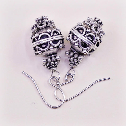Vintage silver tone Bali earrings
