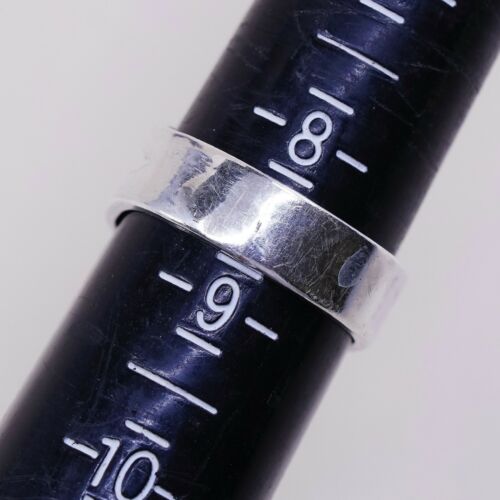 Sz 8.5, Vtg Sterling silver handmade ring, 925 band W/ Labradorite, Silver Teste