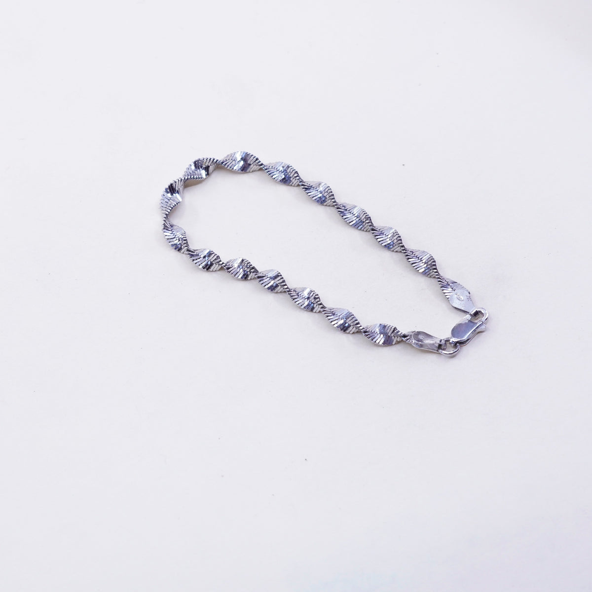 6.75”, 5mm, Vintage sterling silver bracelet, twisted curb link bracelet