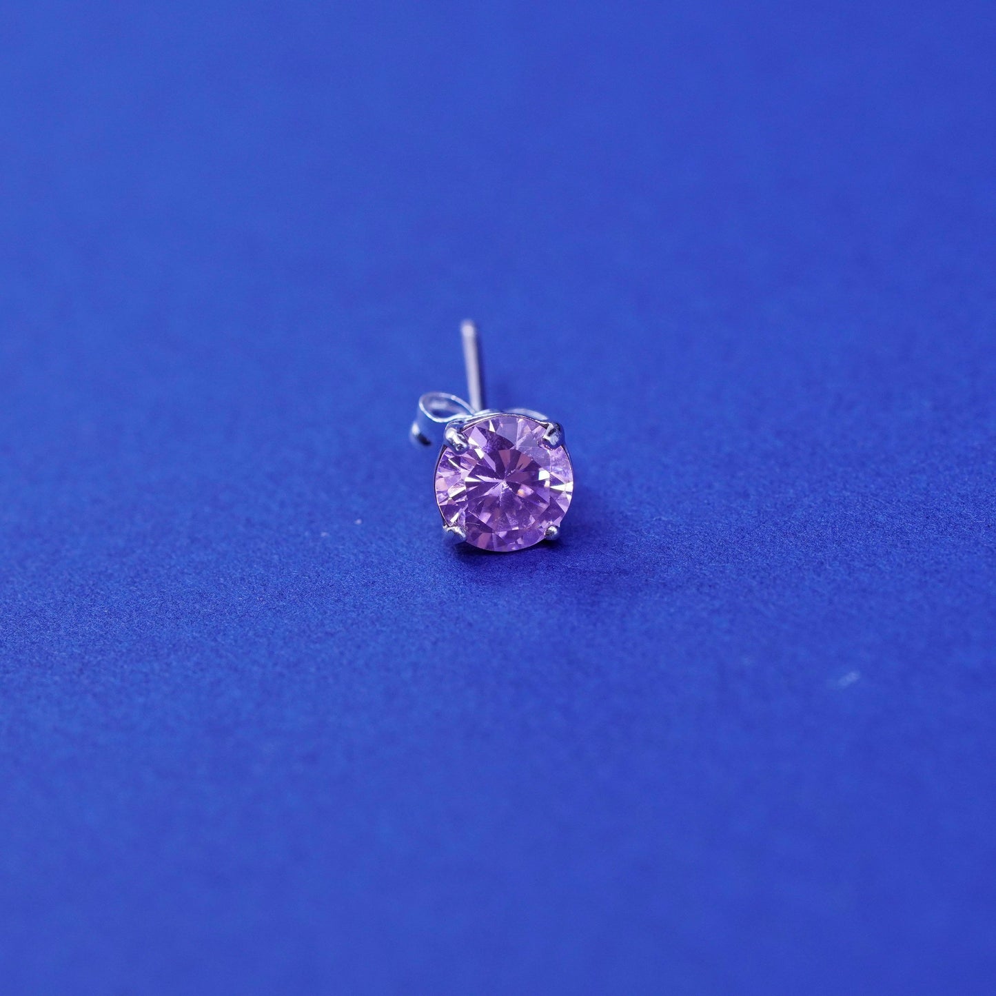 7mm, Sterling 925 silver handmade earrings, with pink cz studs