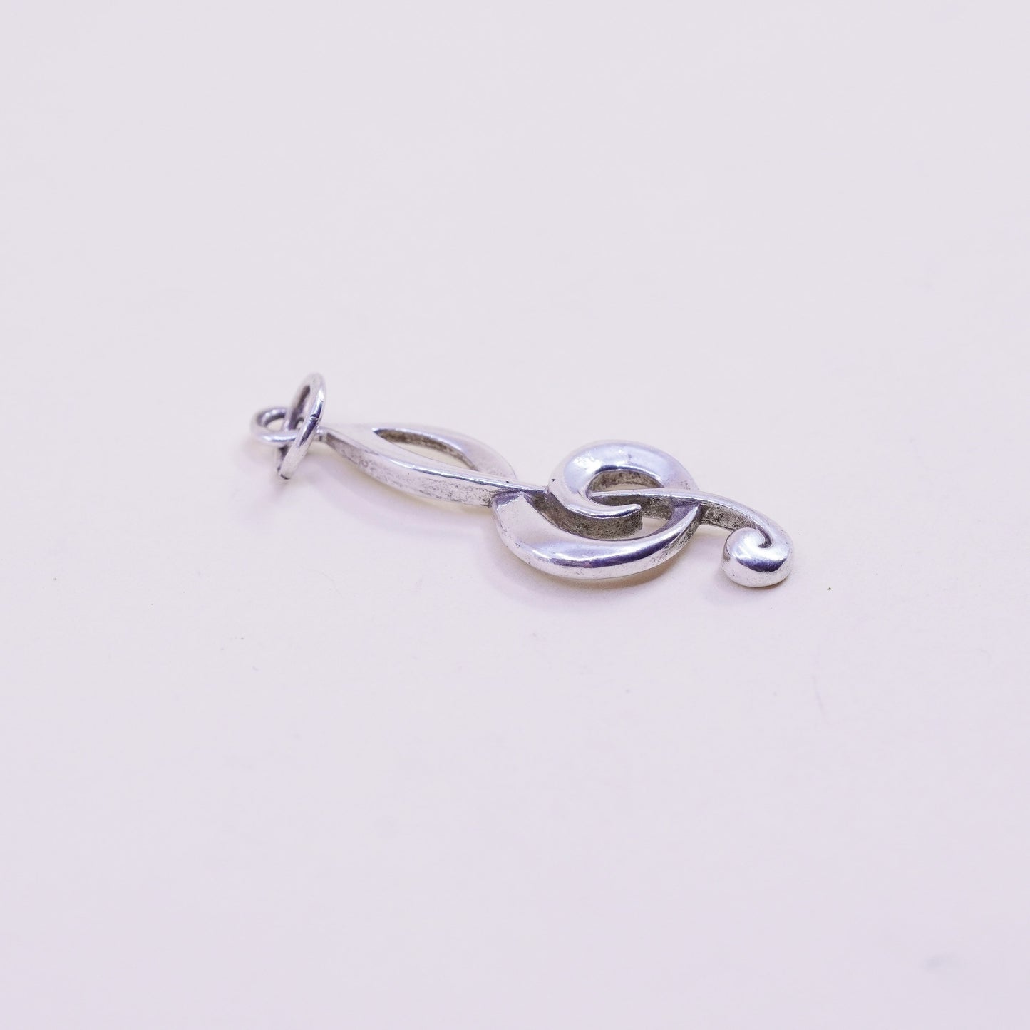 Vintage sterling silver handmade pendant, 925 music note, melody charm
