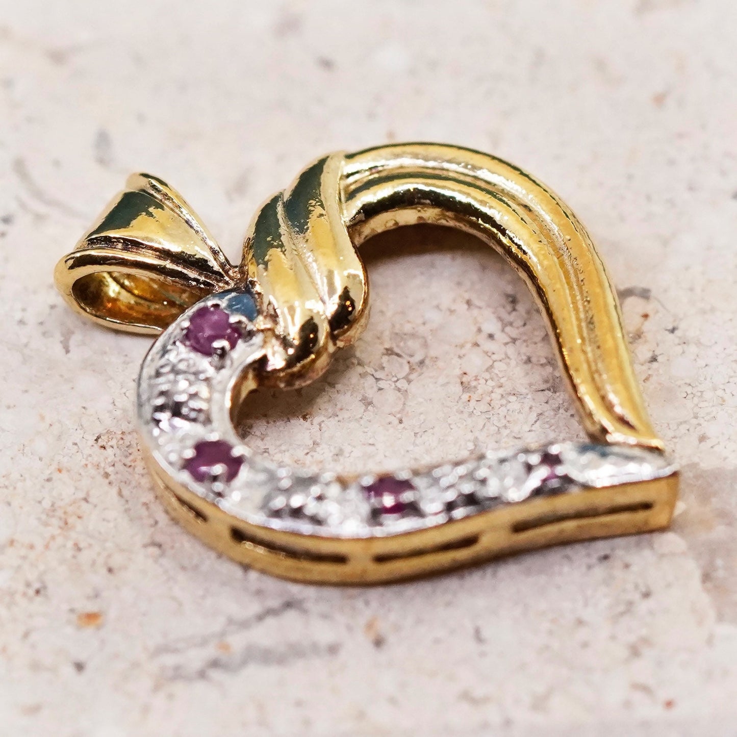 vermeil gold over Sterling silver handmade pedant, 925 heart with ruby diamond