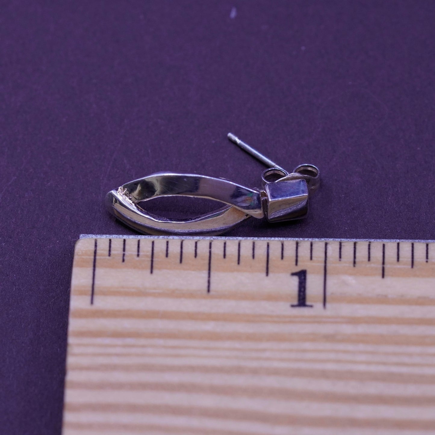 0.75”, Vintage Sterling silver handmade earrings, 925 teardrop drops