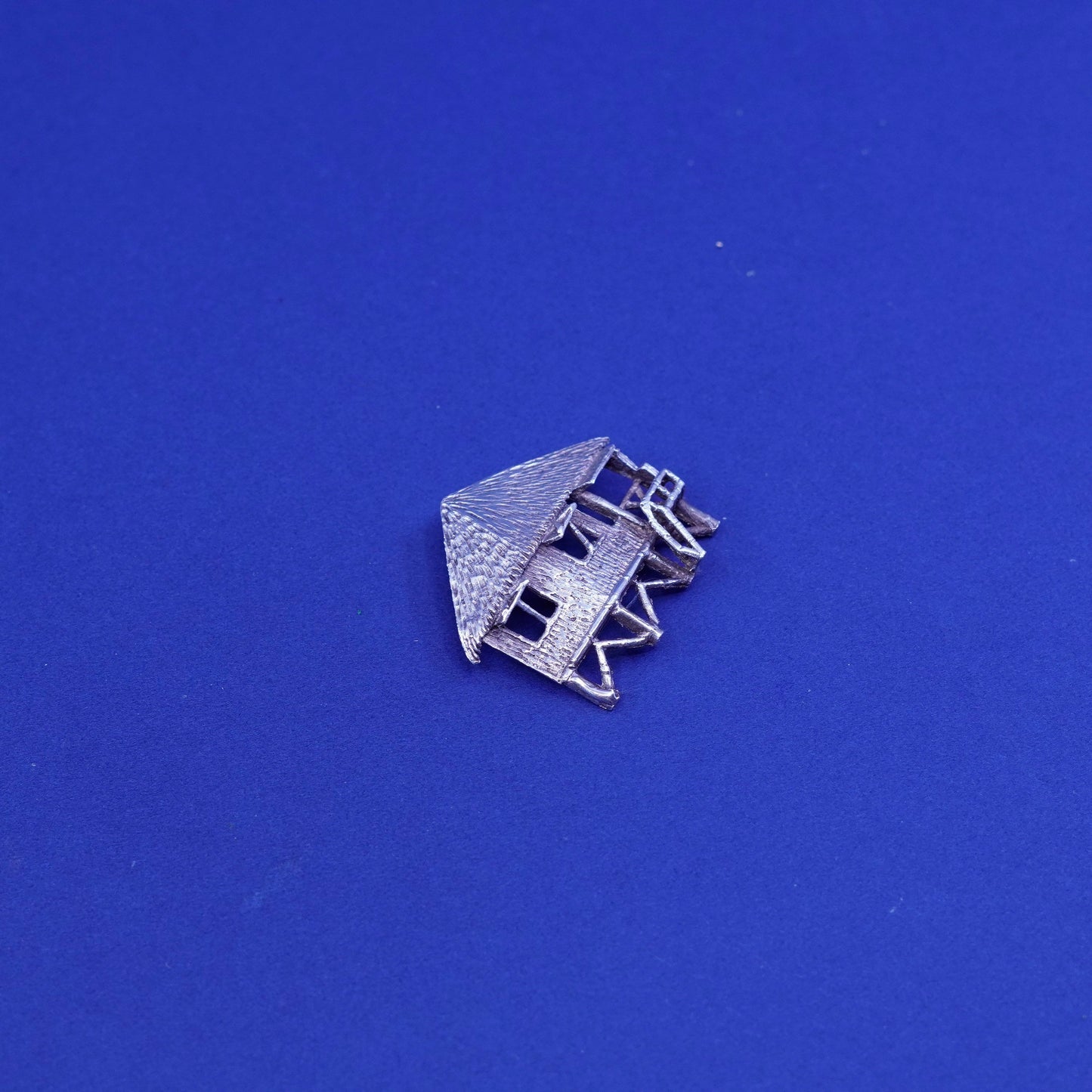 Vintage sterling silver handmade brooch, 925 modernist palm palapa pin