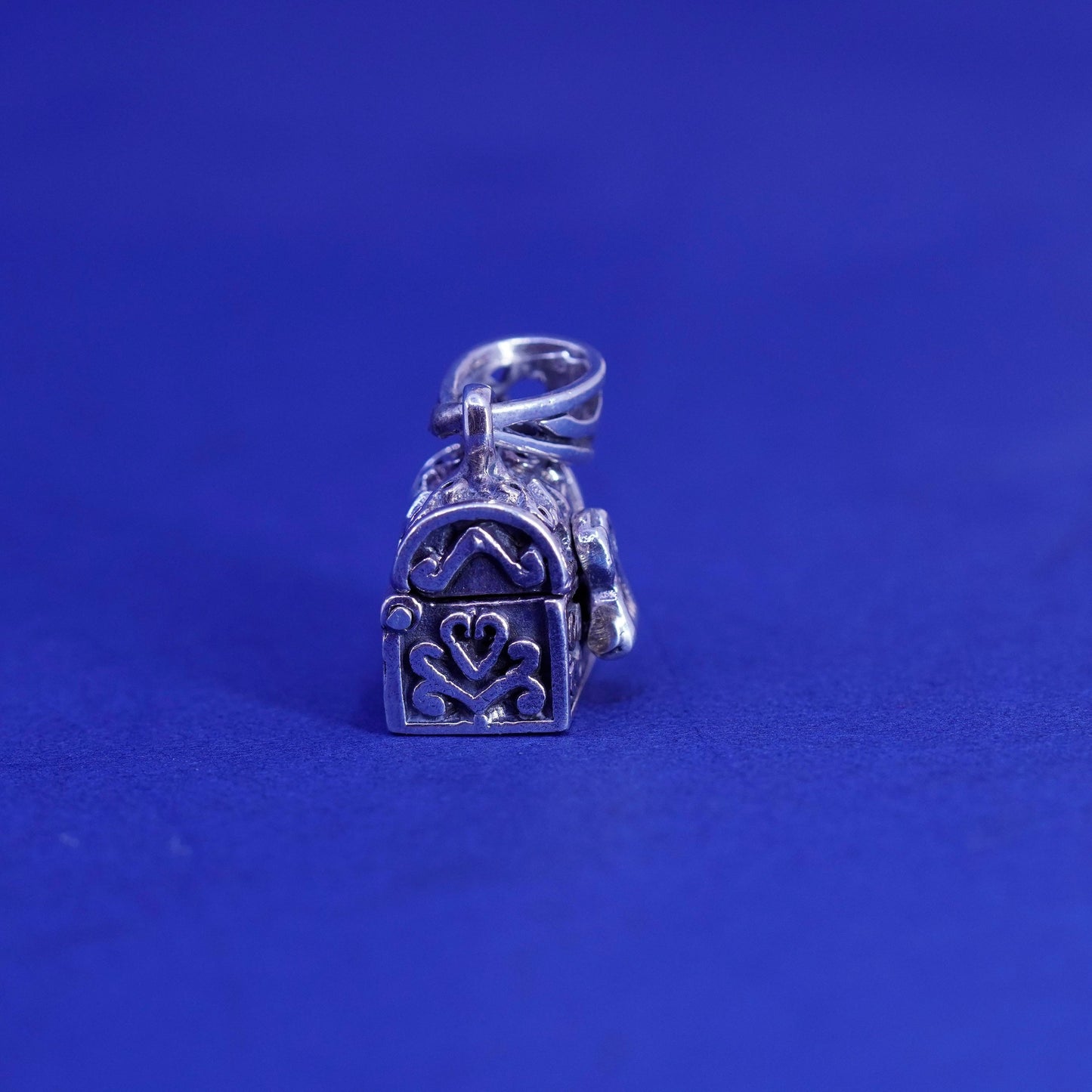 Vintage Sterling silver prayer box pendant, 925 prayer locket charm