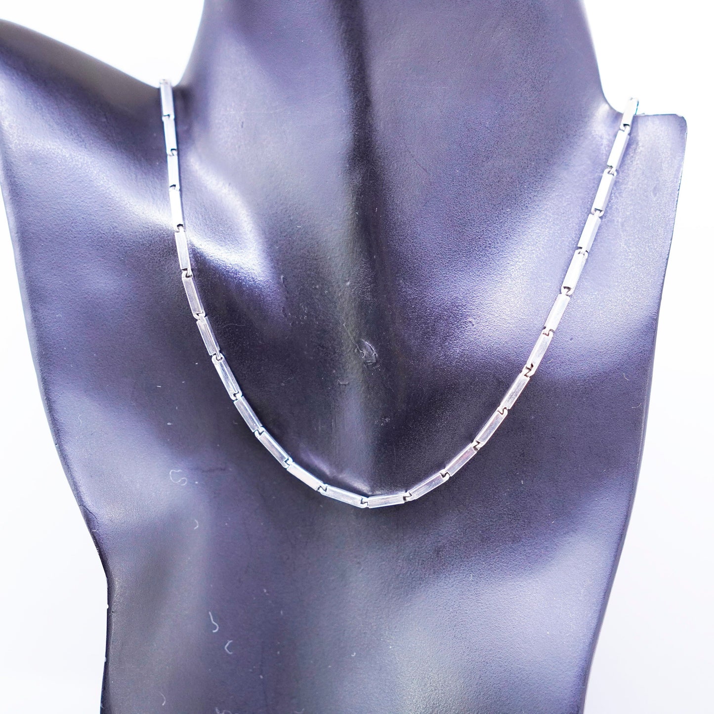 24” 3mm, vintage Sterling 925 silver bar chain necklace