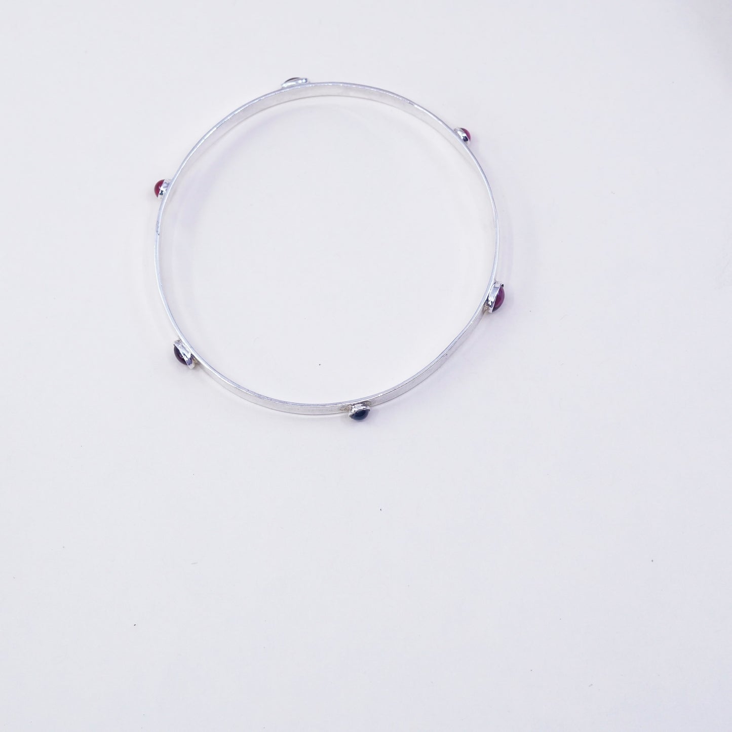8.5”, vintage modern sterling 925 silver handmade bracelet, bangle with Crystal