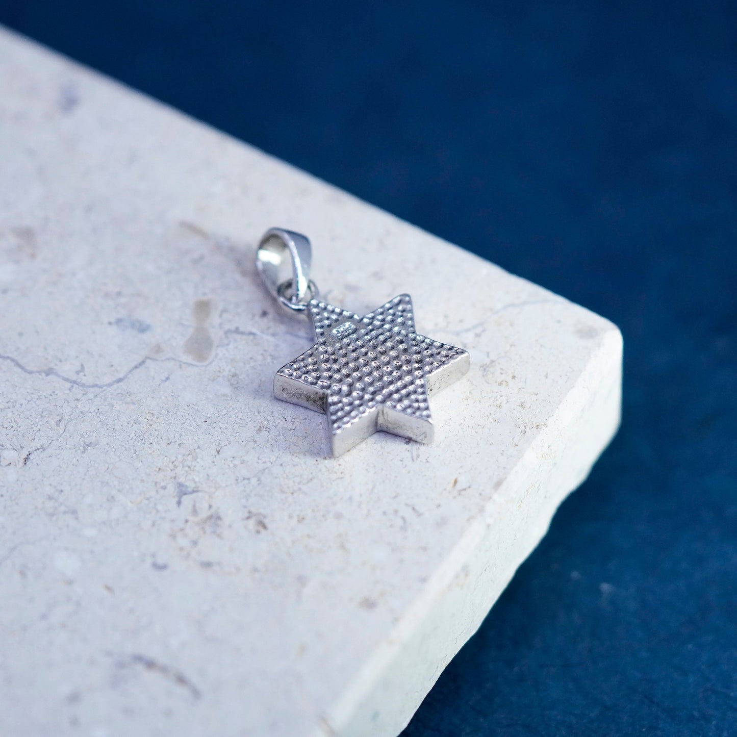 Vintage Sterling silver handmade pendant, 925 hexagram star opal charm