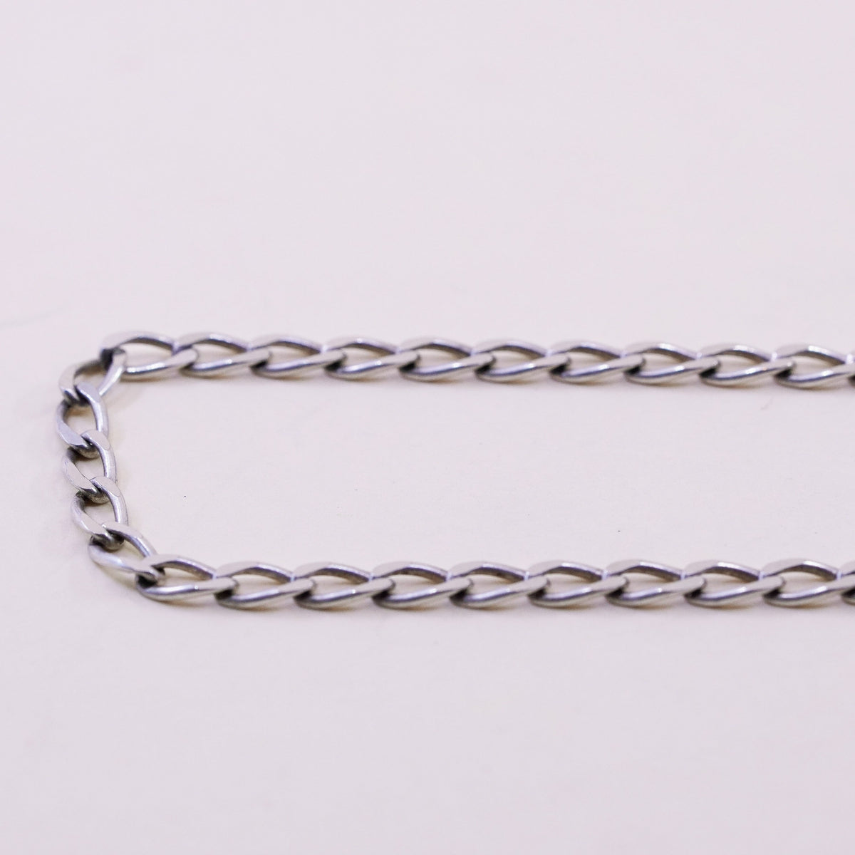 7.25”, Vintage milor sterling silver flatten curb bracelet, bold 925 men chain