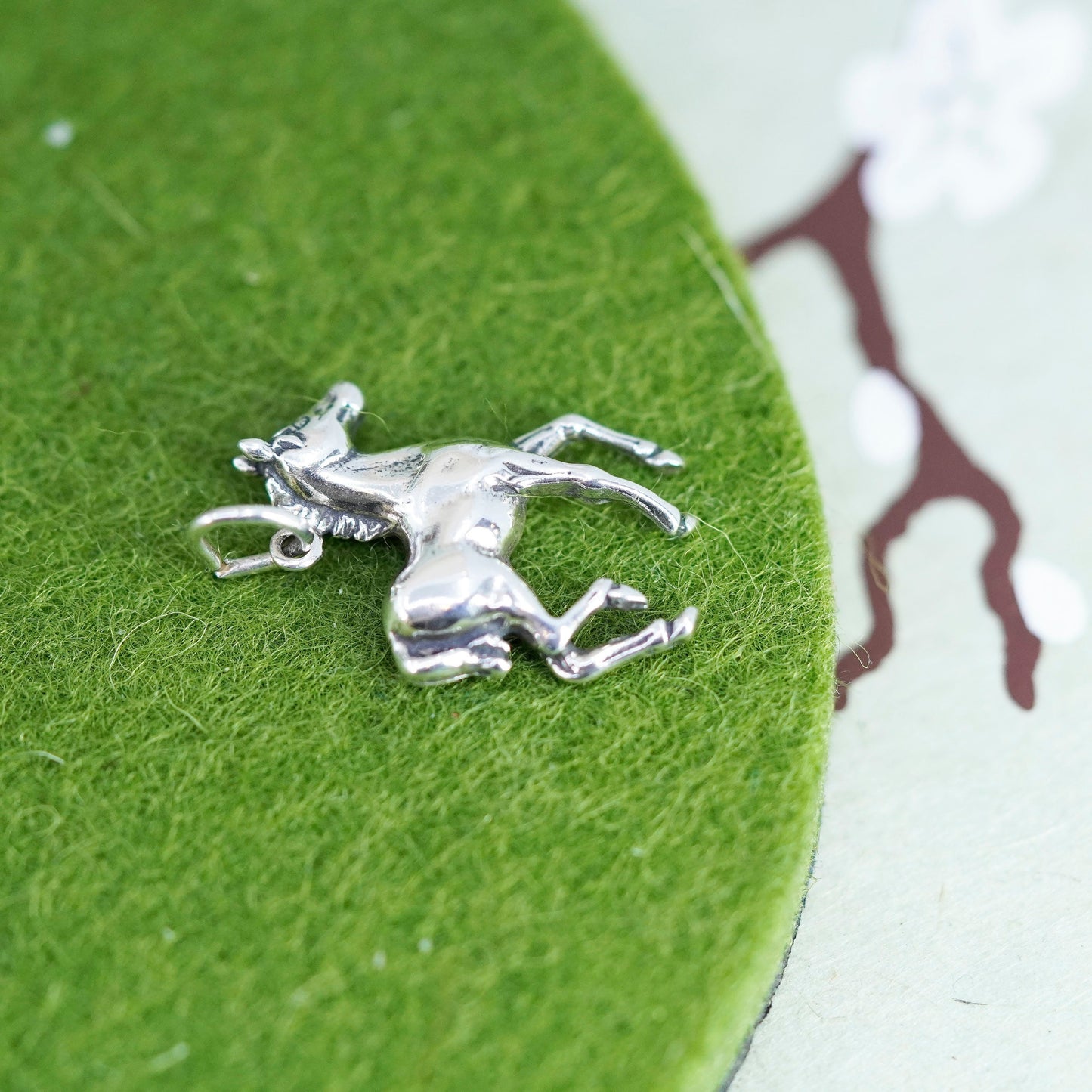 Handmade vintage Sterling silver pendant, 925 horse charm