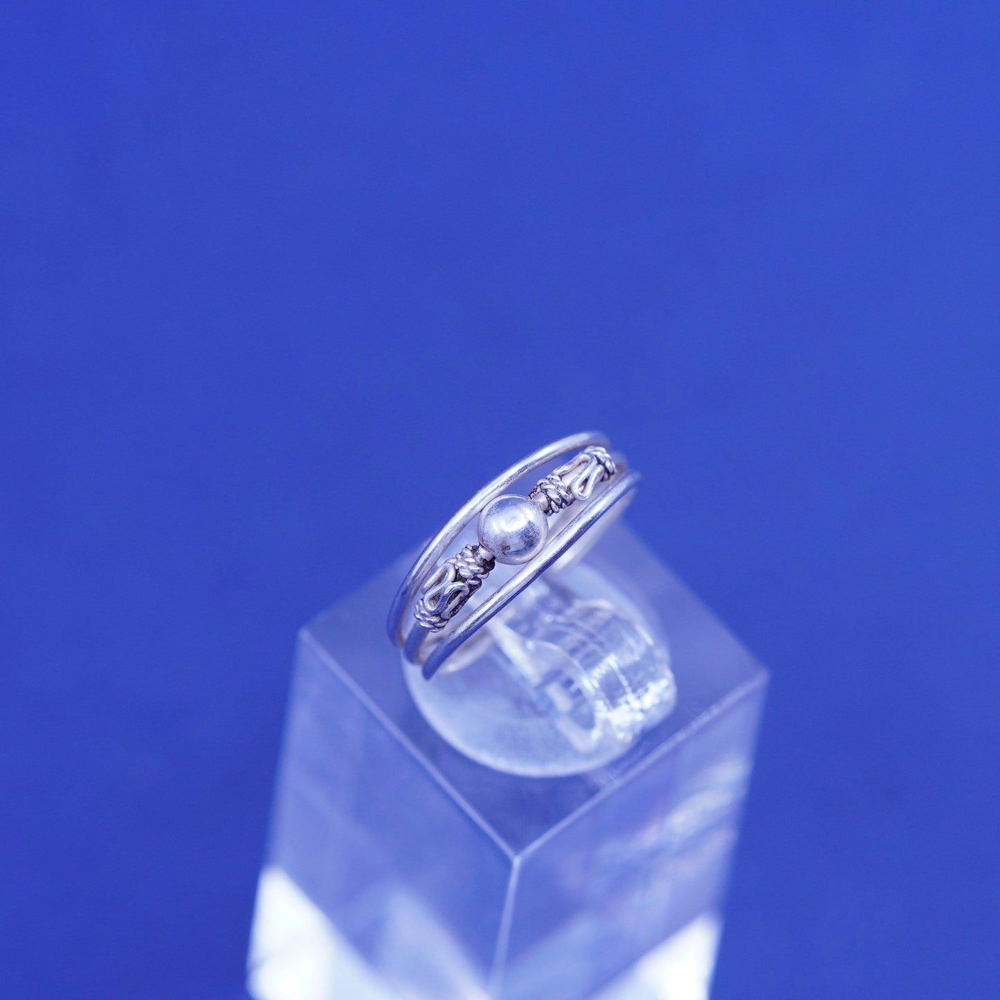 Size 3.5, vintage Sterling silver handmade ring, 925 filigree open band