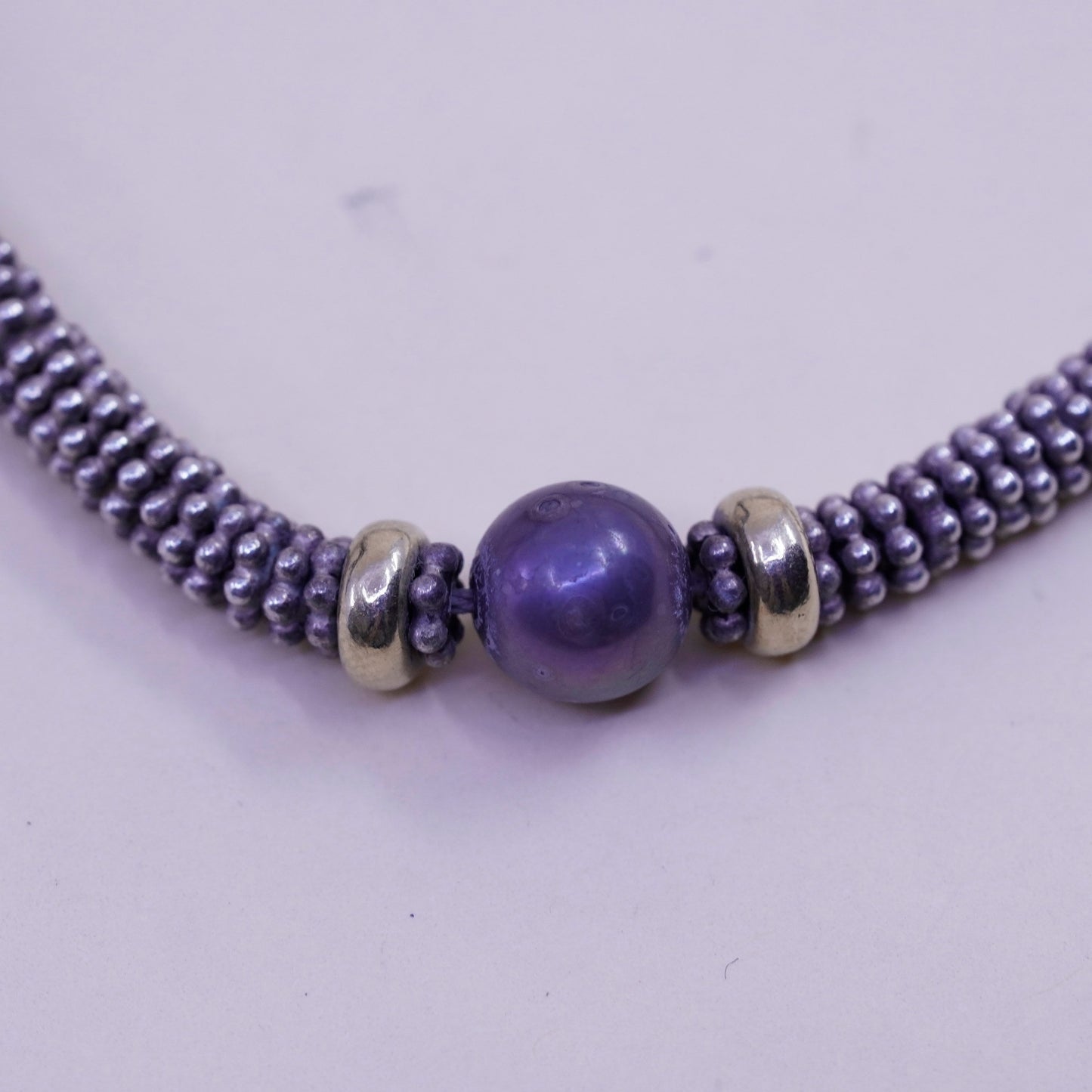 7”, Vintage handmade bracelet, 14K beads with 925 silver beads pearl