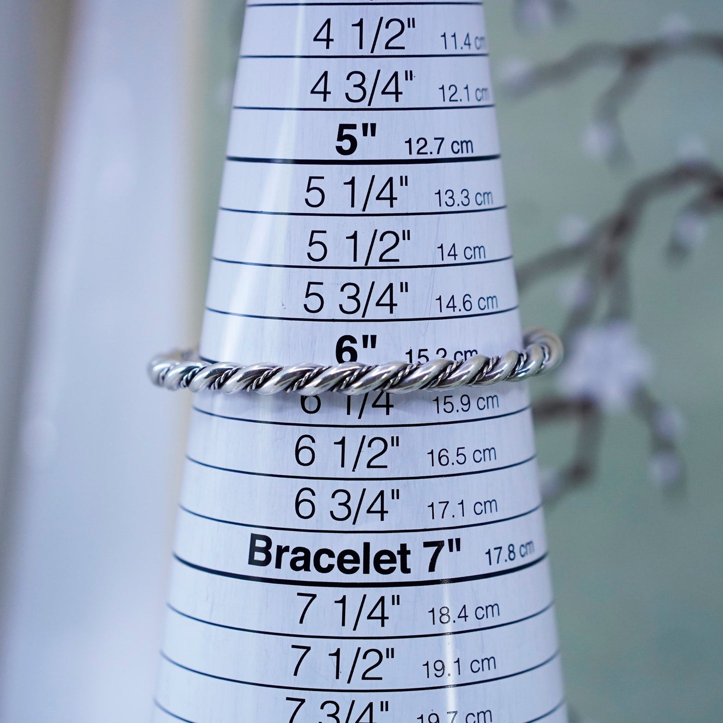 6.25”, vintage Sterling silver bracelet, modern twisted handmade 925 cuff