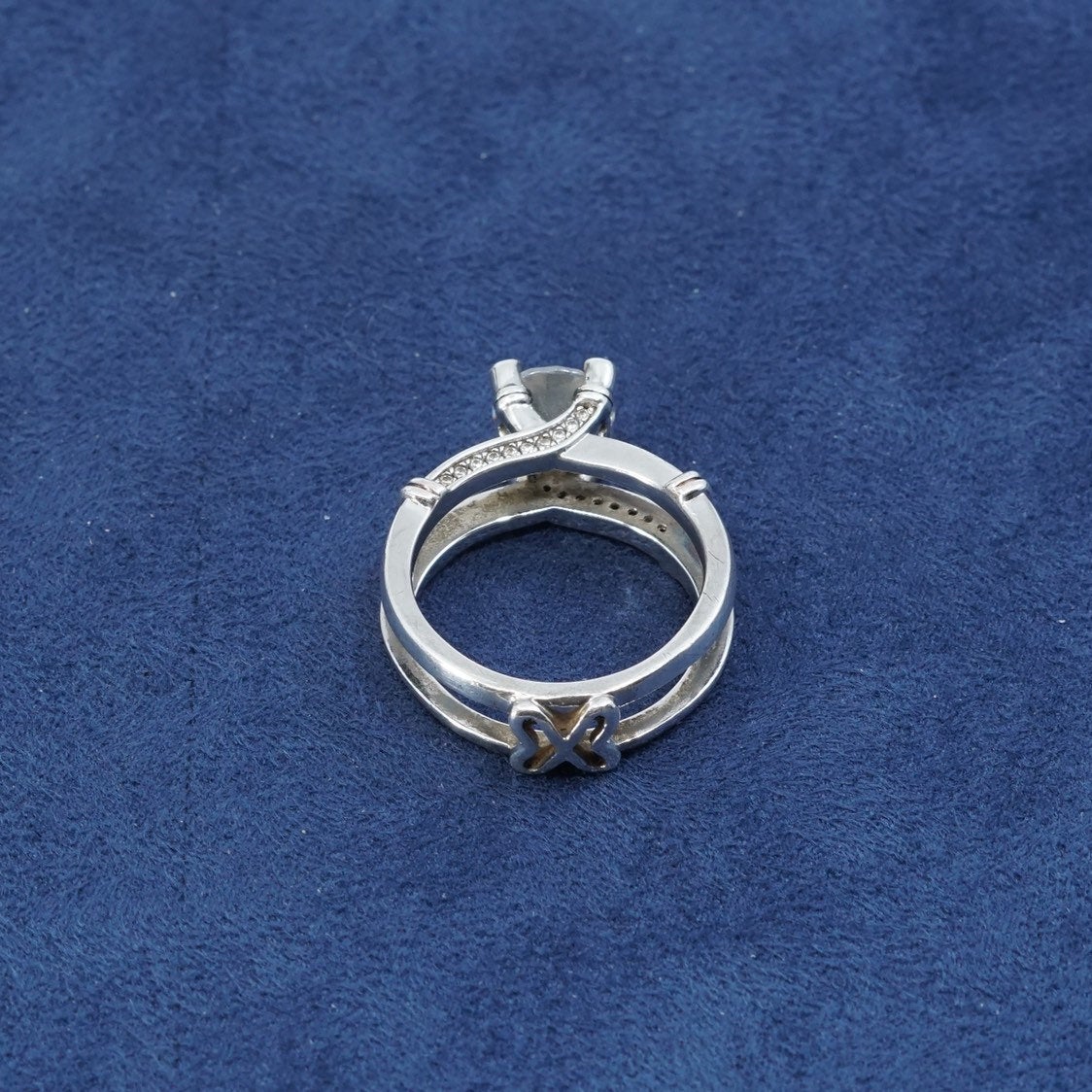 sz 8, vtg jeulia Sterling silver engagement ring, 925 band w/ clear cz