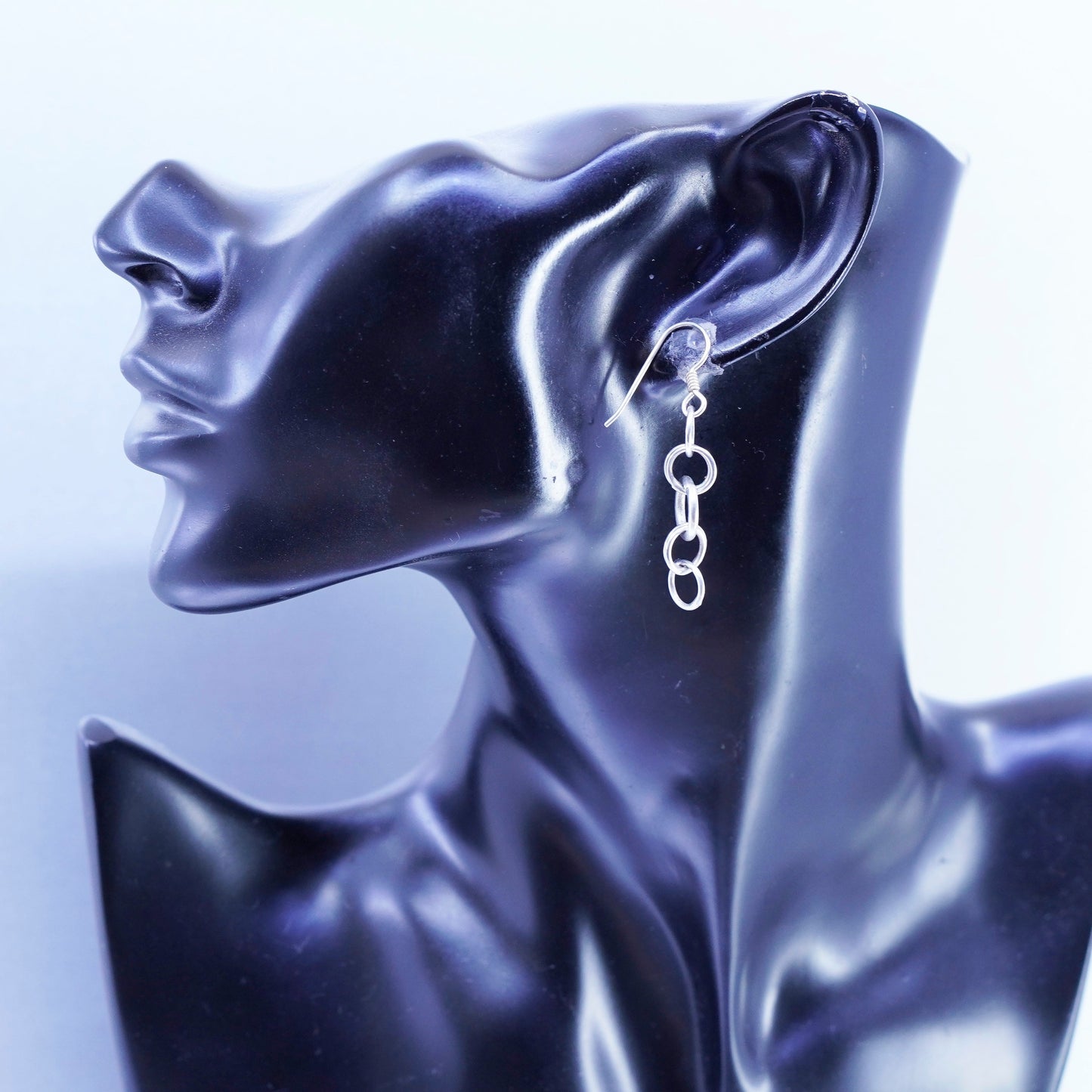 Vintage Sterling 925 silver handmade entwined circle earrings