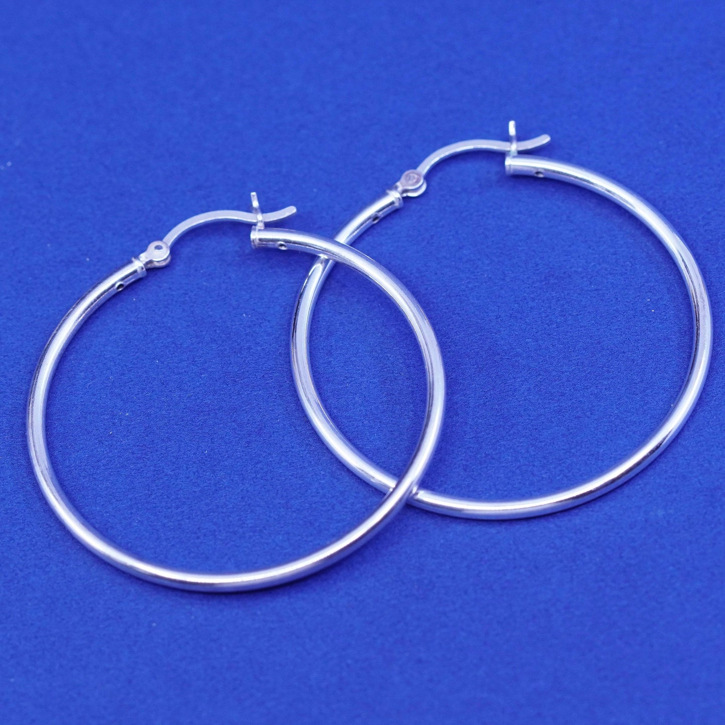 1.5”, vintage Sterling silver handmade hoop earrings, 925 huggie
