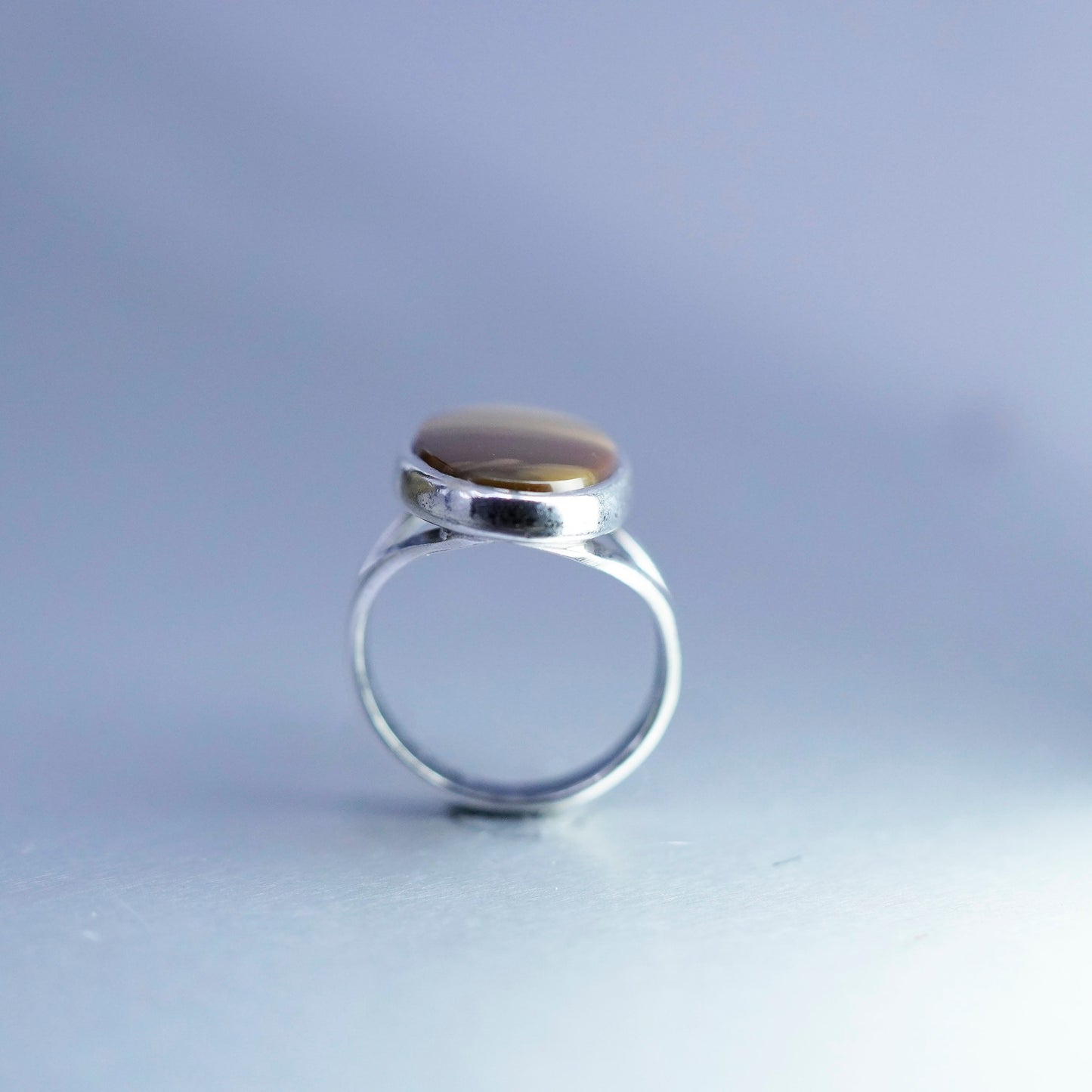 Size 6, southwestern Sterling 925 silver handmade ring w/ oval landscape jasper