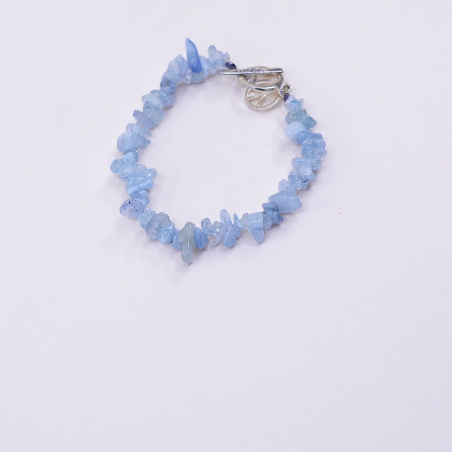 6.75”, vtg sterling silver crystal bracelet, 925 toggle closure peace CND sign