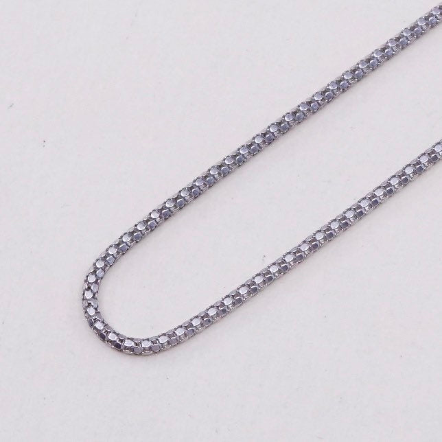 16”, 1mm, sterling silver handmade necklace, 925 silver popcorn chain