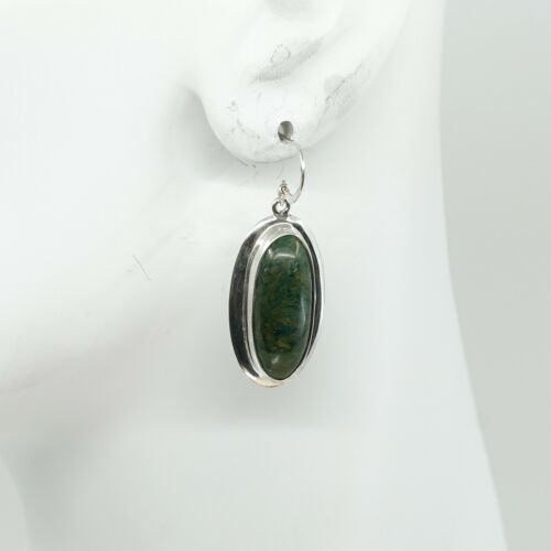Vtg Amazing handmade Sterling Silver earrings, 925 W/ Oval Turquoise Dangles
