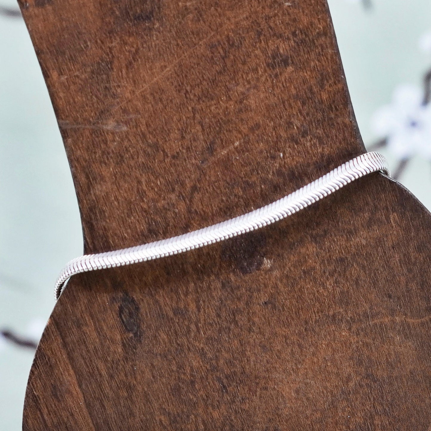 6.75”, 5mm, Vintage sterling silver flatten snake bracelet, 925 chain