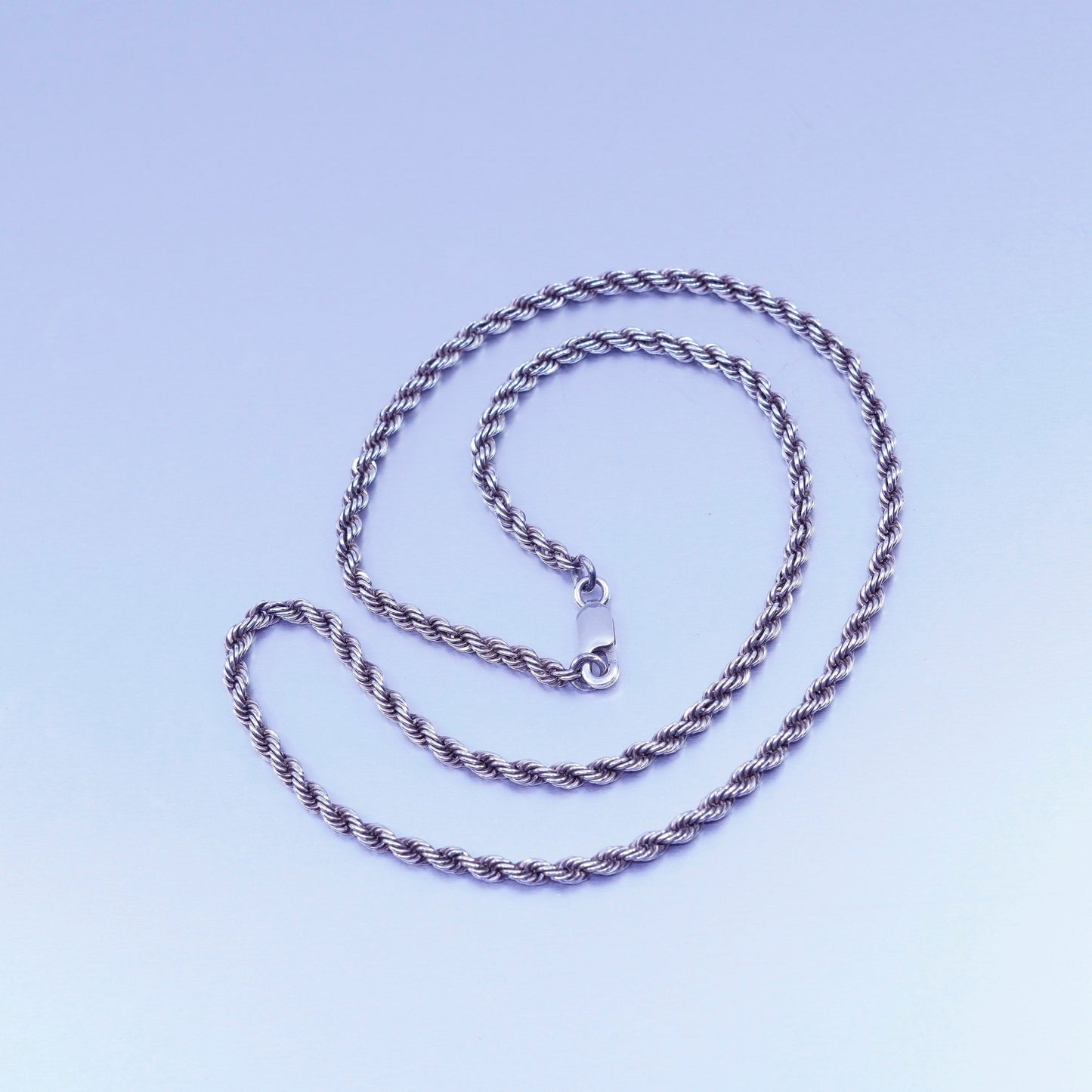 18” 3mm, vintage Sterling 925 silver bold rope chain necklace