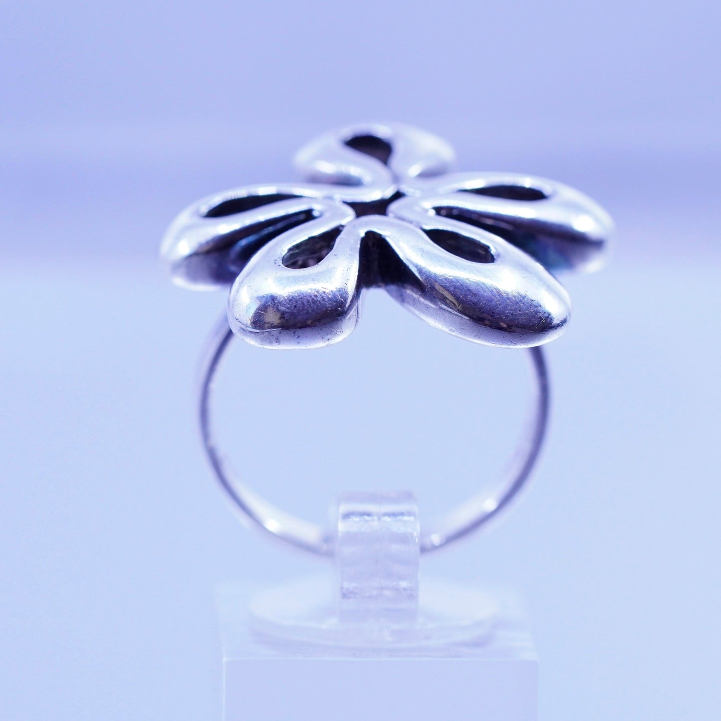 Size 9.25, southwestern Sterling 925 silver handmade ring, modern flower band