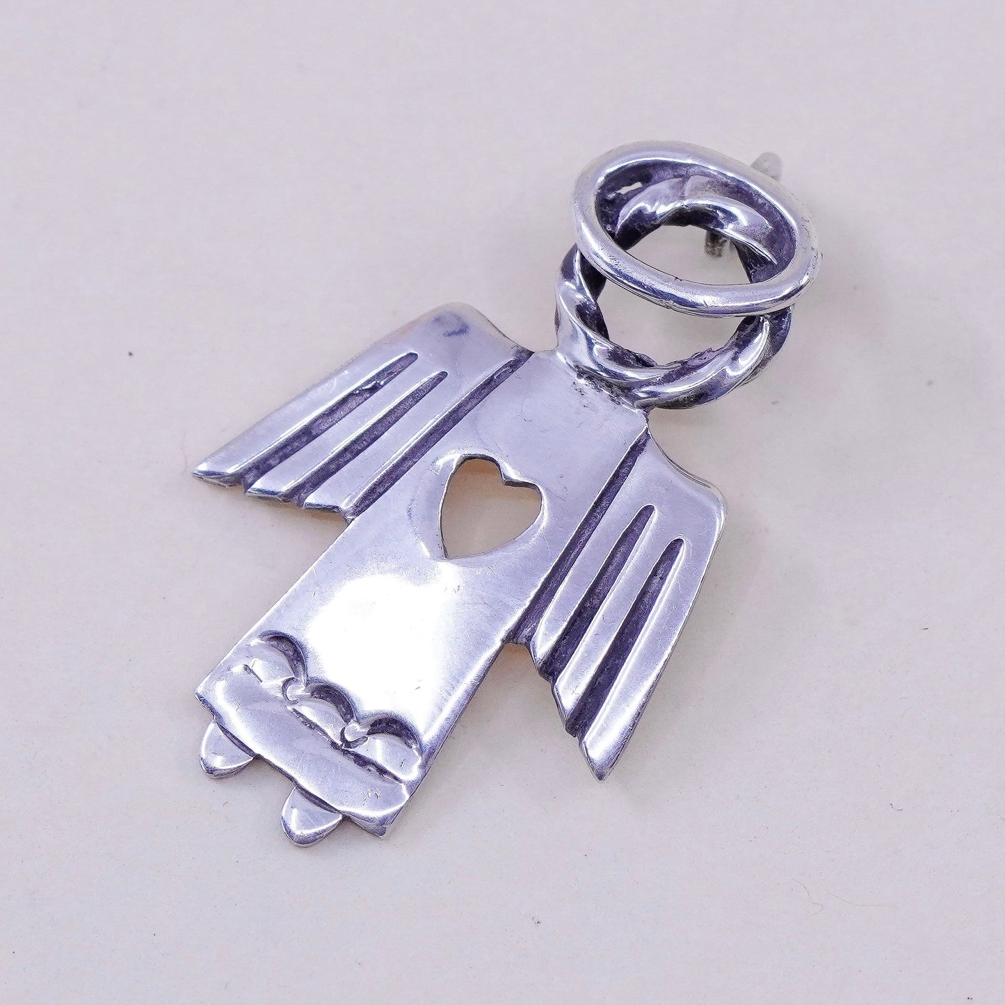 Vintage Sterling 925 silver handmade angel pendant charm