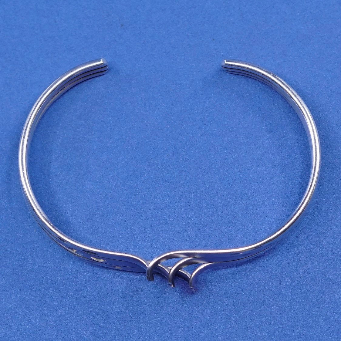 6.25", vtg Sterling silver handmade wired bracelet, 925 twisted cuff