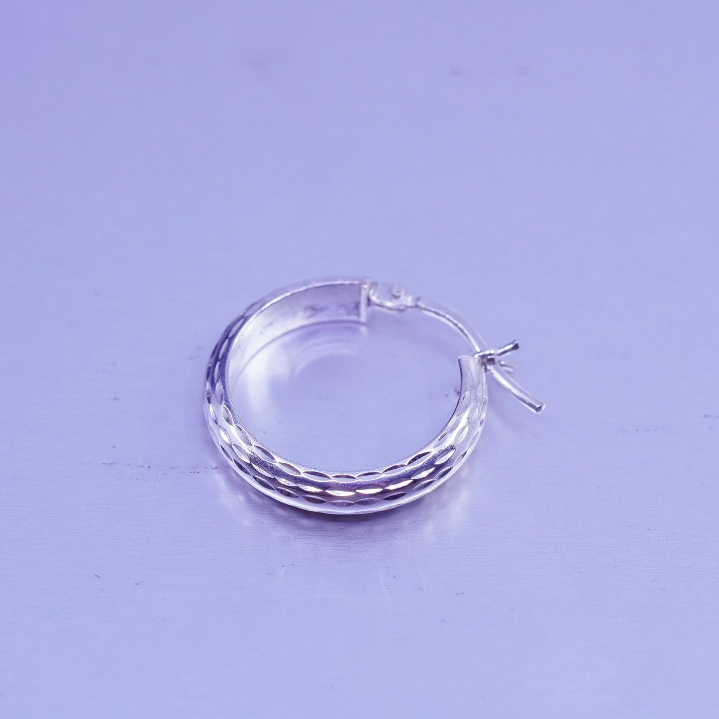 0.75”, vintage Sterling silver handmade earrings, textured 925 hoops