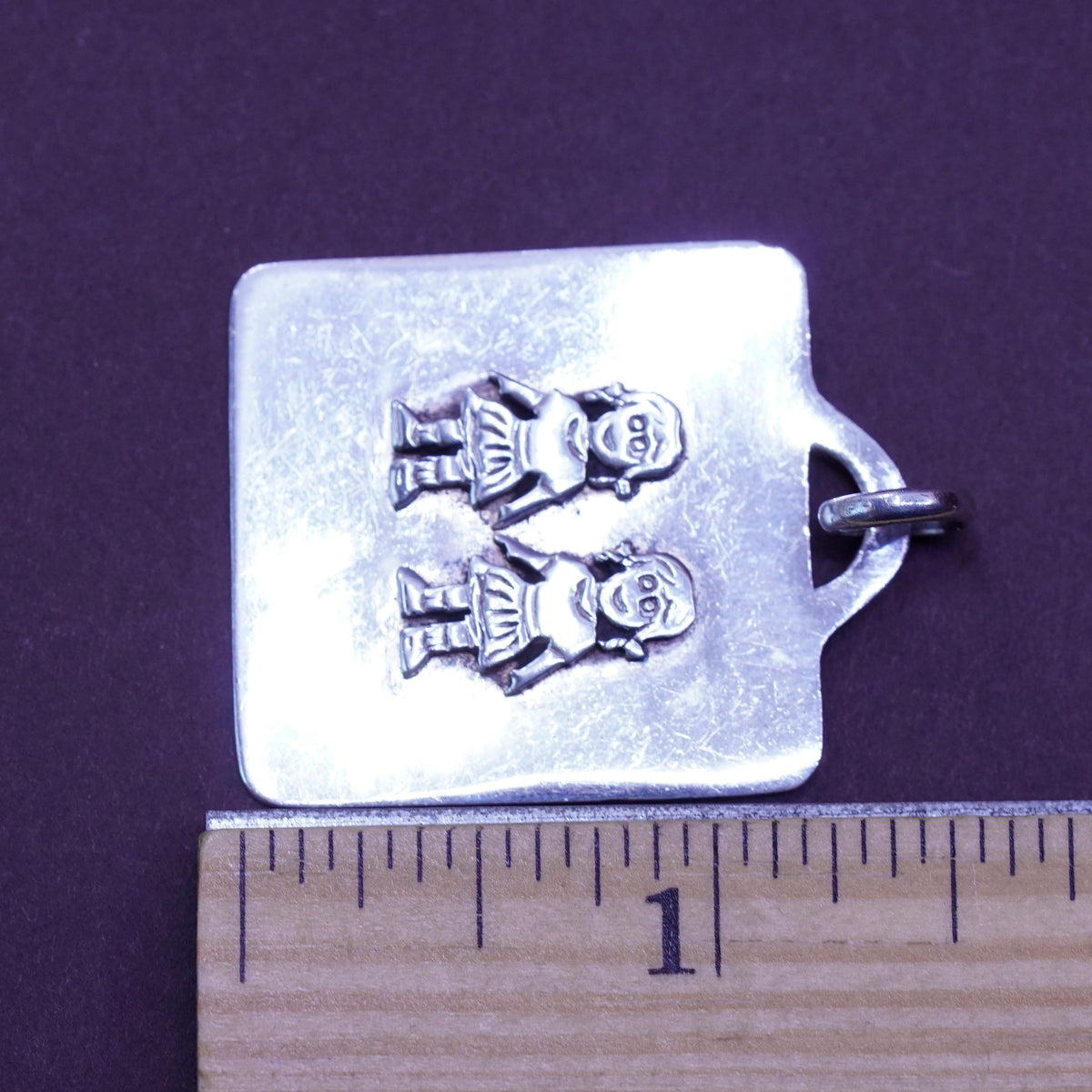 Sterling silver handmade pendant, Mexico 925 girls holding hands, friendship