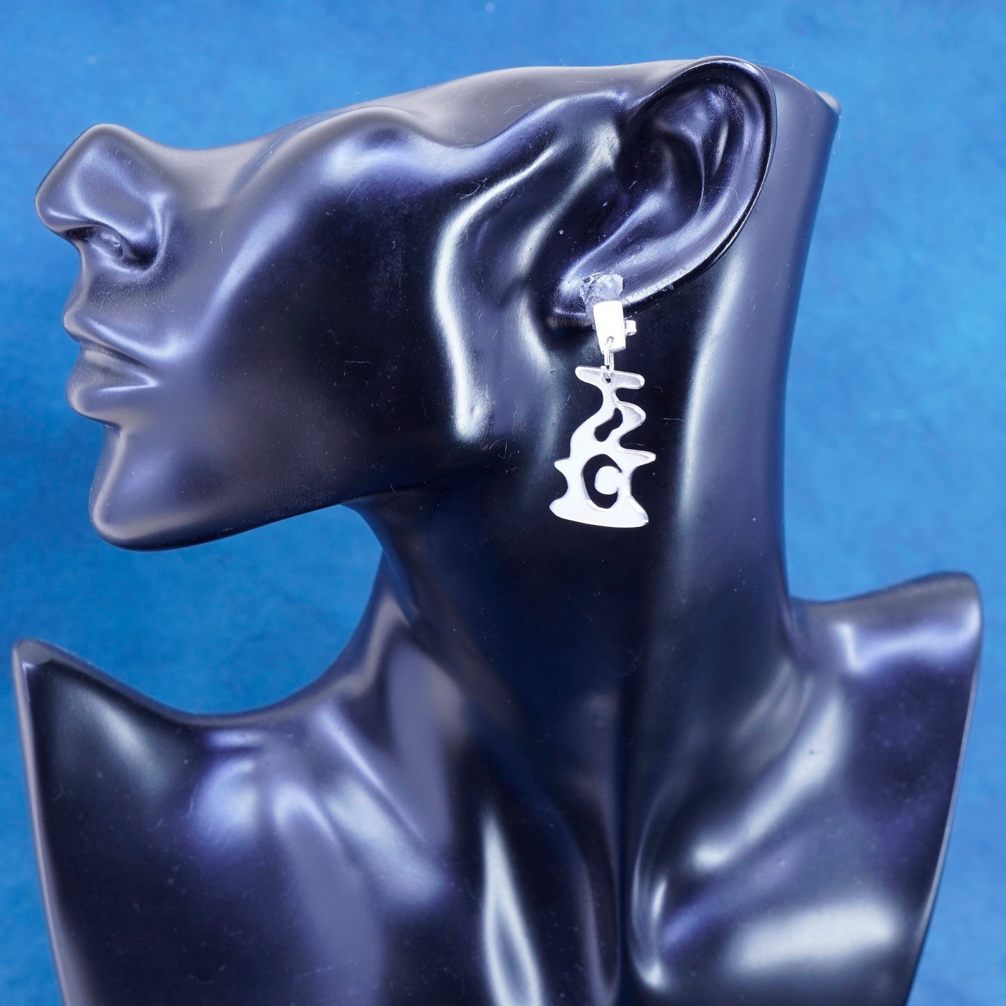 Vintage modern sterling silver handmade earrings, 925 drops