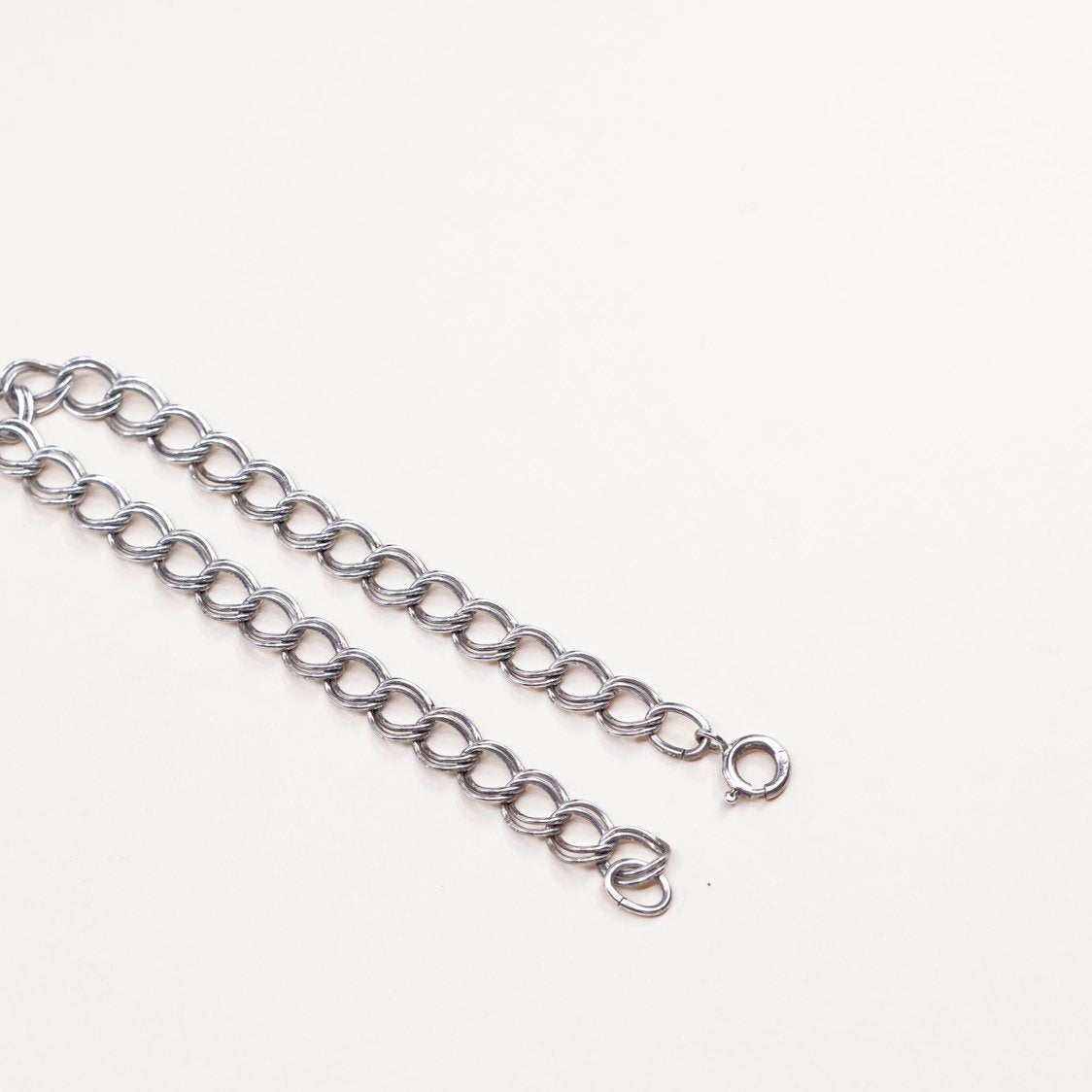 7”, VTG sterling silver double curb bracelet, italy 925 silver link chain