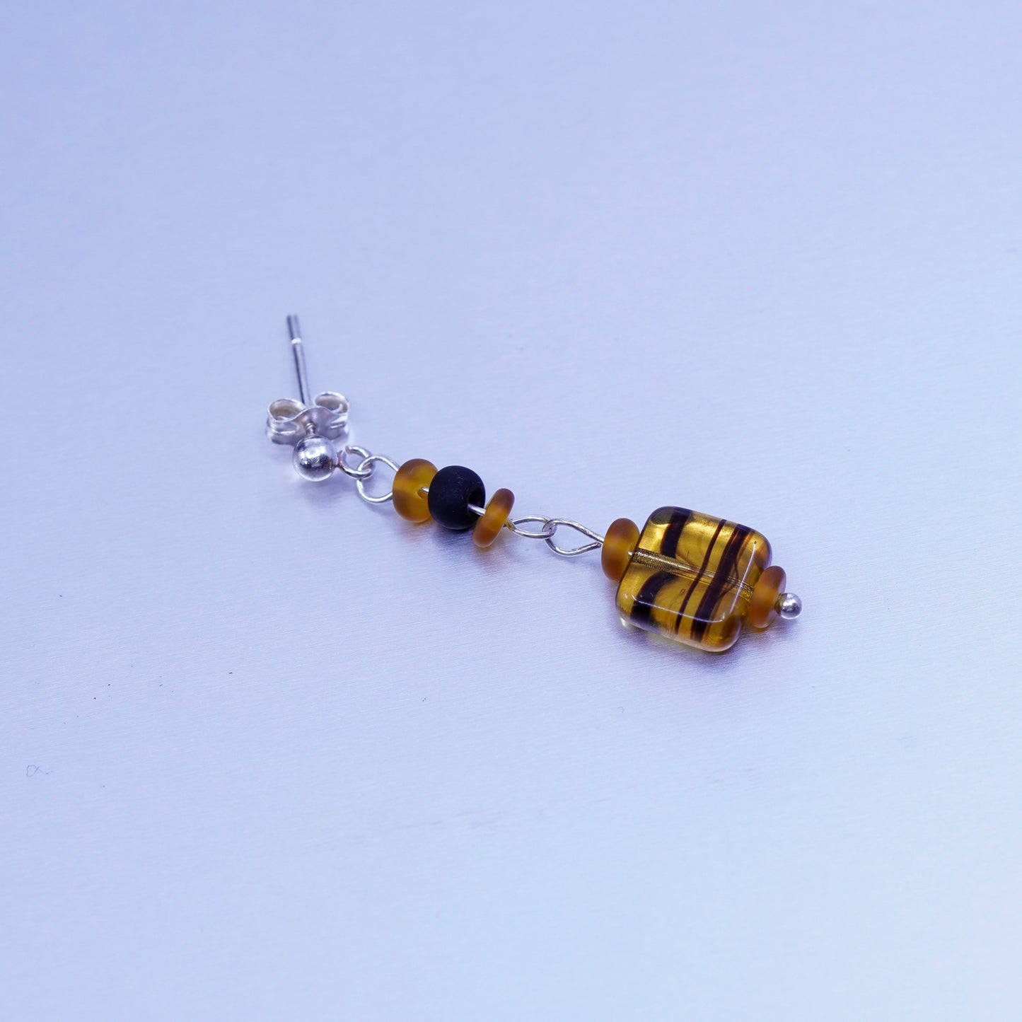 Vintage Sterling 925 silver earrings with yellow agate