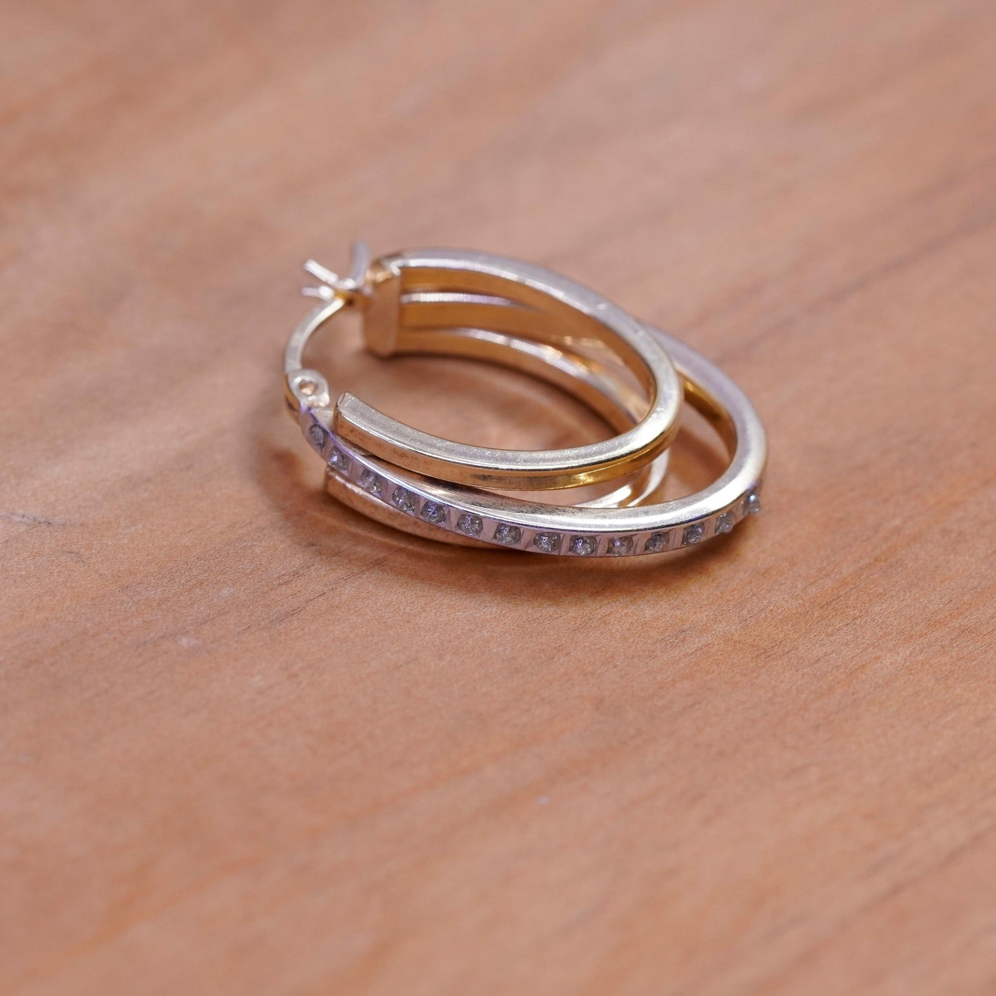 1”, vermeil gold over Sterling silver earrings, multi 925 double hoops