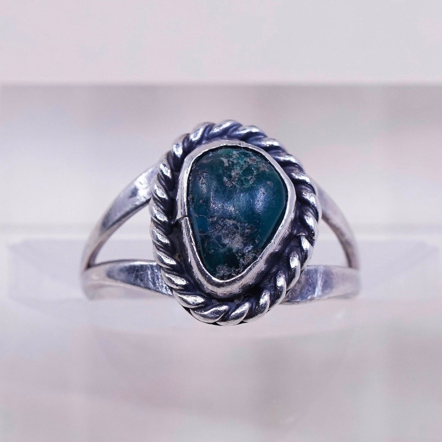 sz 4.5, Native American sterling silver ring, handmade 925 ring with turquoise