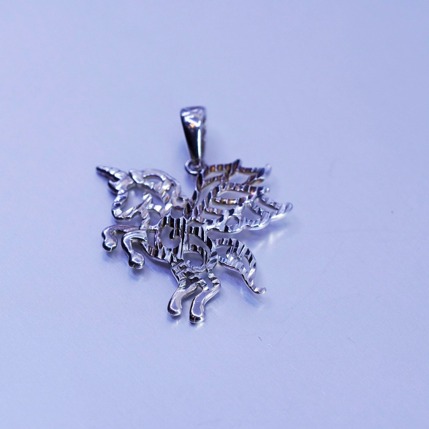 Antique Sterling silver 925 textured unicorn charm pendant