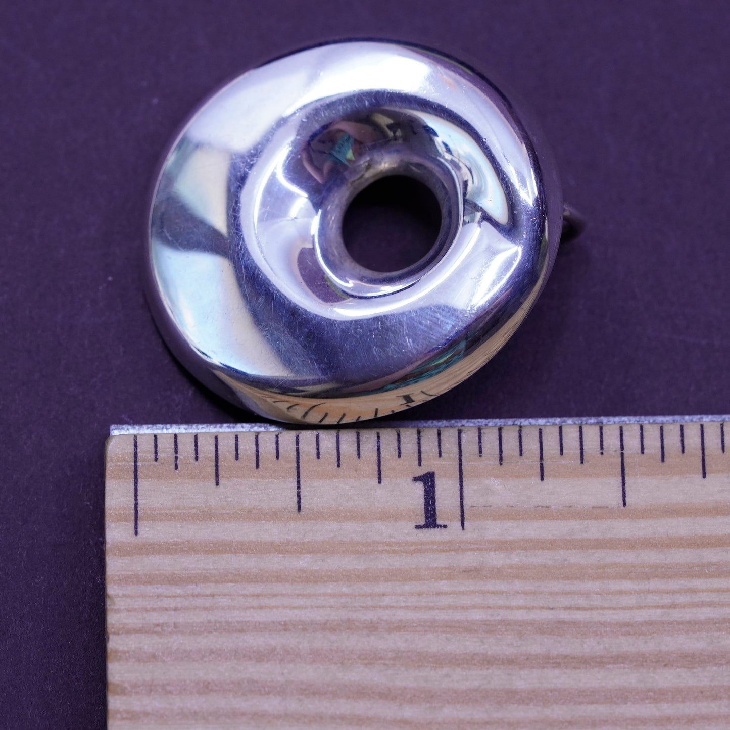 Vintage ATI Sterling silver handmade pendant, 925 Silver Modern Circle Pendant