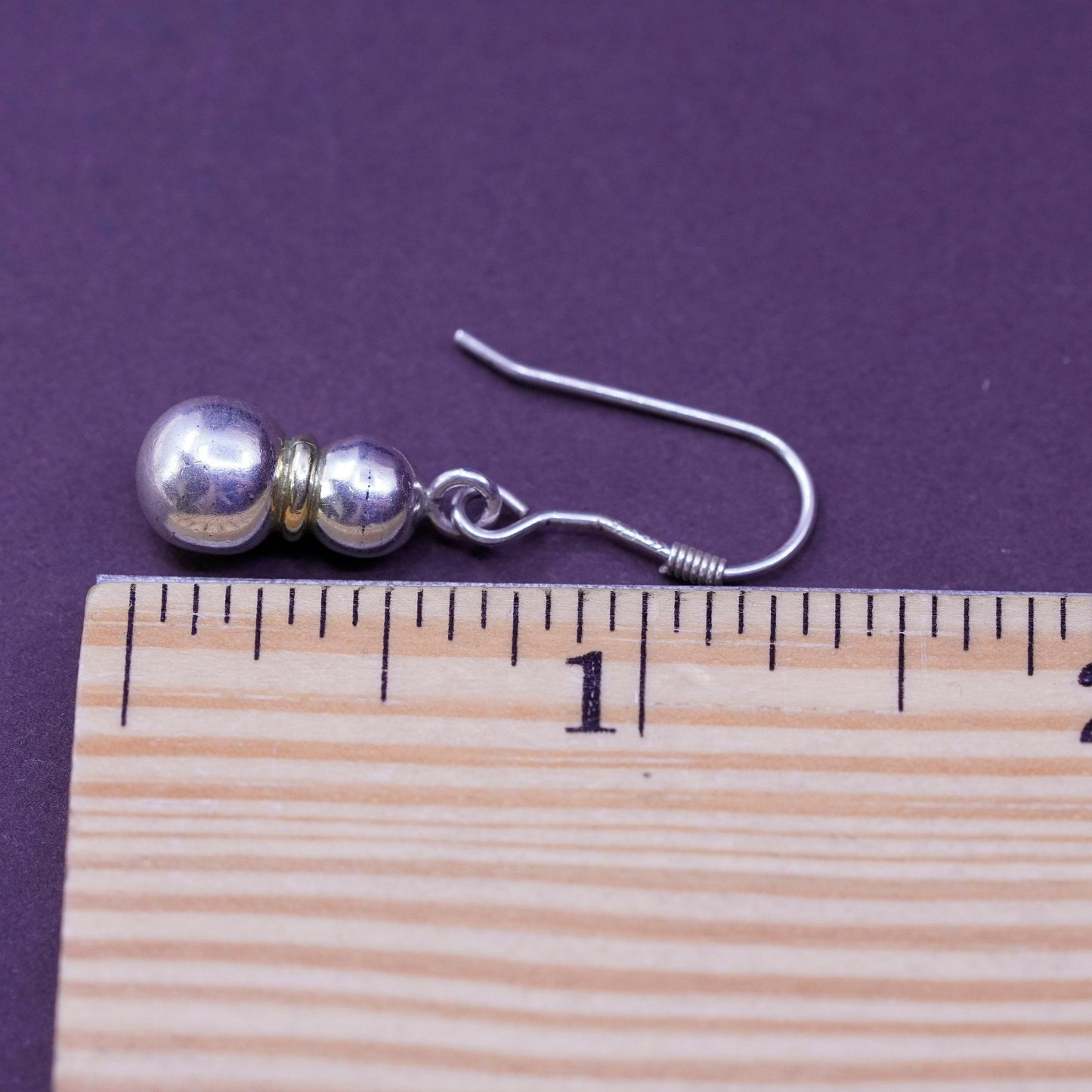 Vintage Sterling silver handmade earrings, 925 beads drops