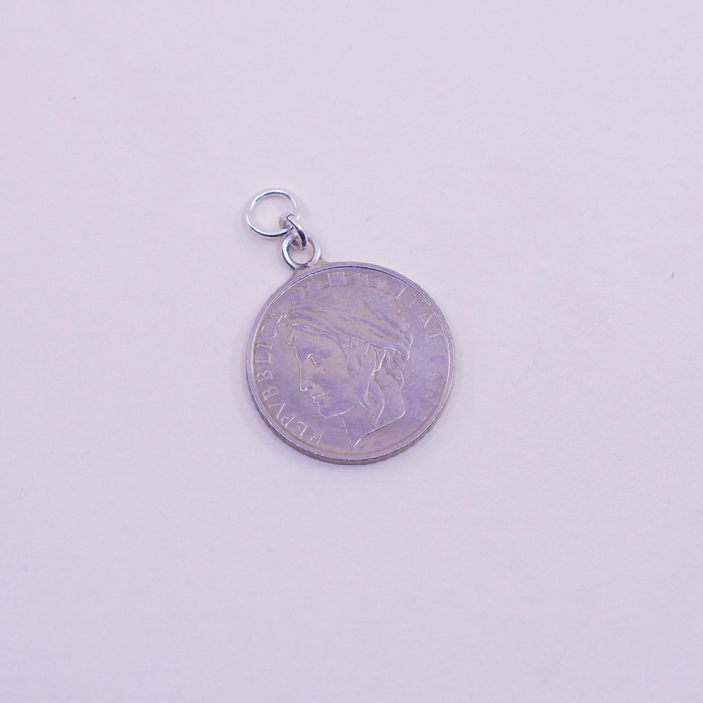 Vintage italian repvbblica coin charm pendant