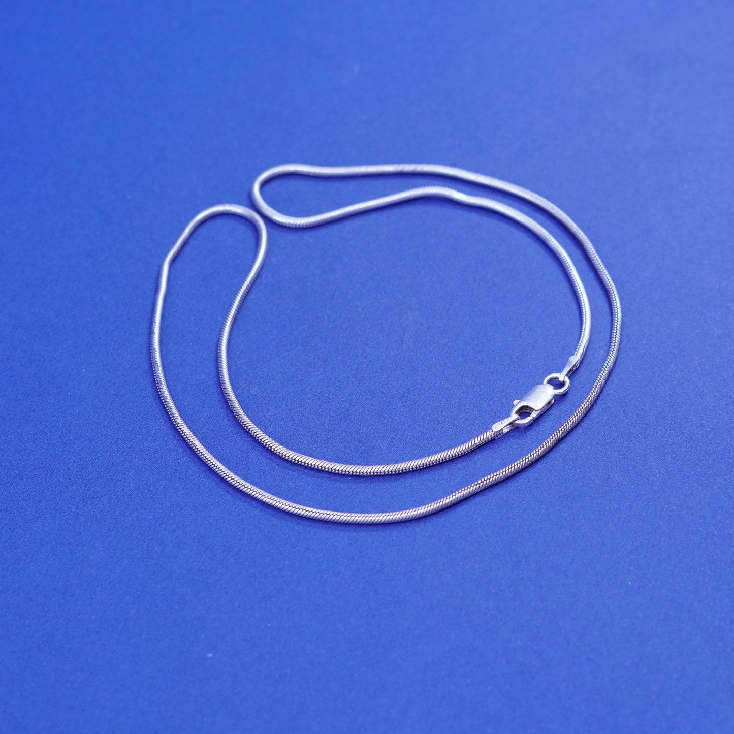 17”, 1.6mm, vintage Italy Sterling silver handmade necklace, 925 snake chain