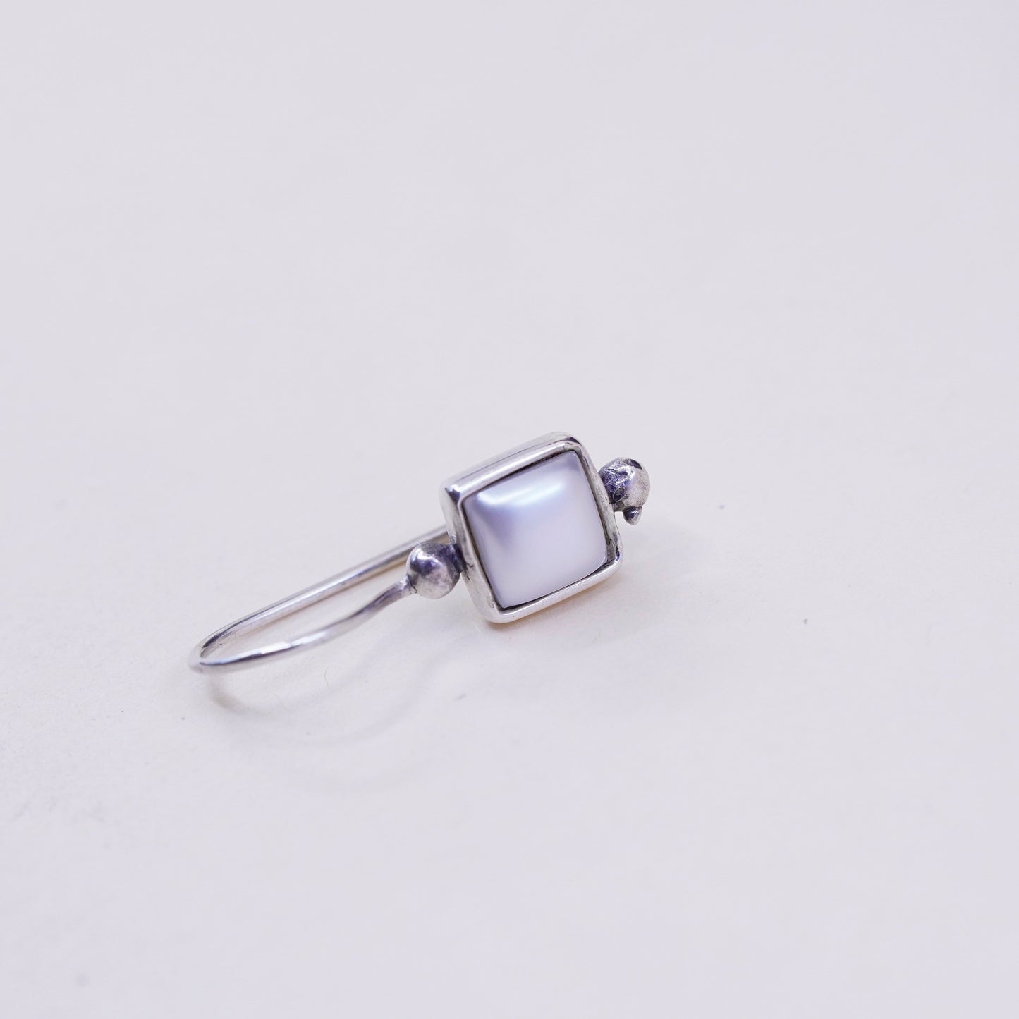 Vintage Sterling 925 silver handmade earrings with square pearl drops