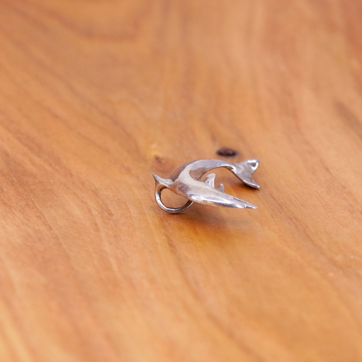 Vintage Sterling silver handmade pendant, 925 dolphin charm