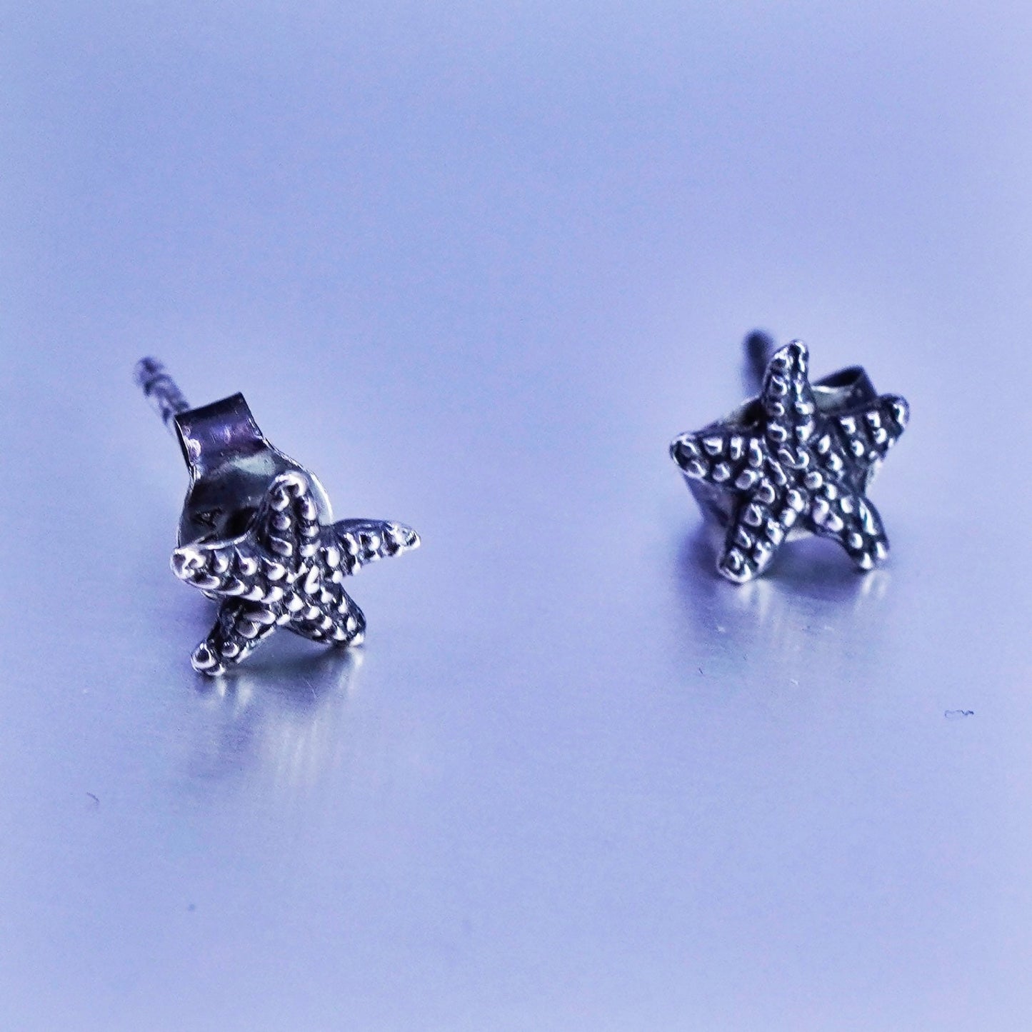 Vintage Italy Sterling 925 silver handmade star starfish earrings, studs