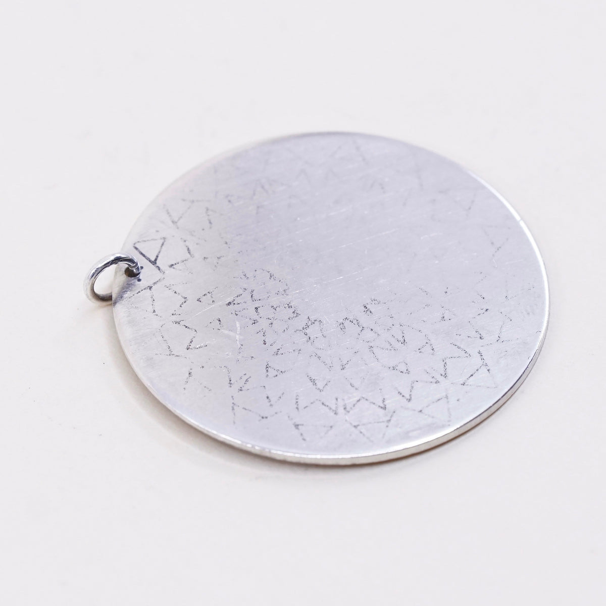 Vintage sterling silver handmade pendant, 925 circle tag, silver tested